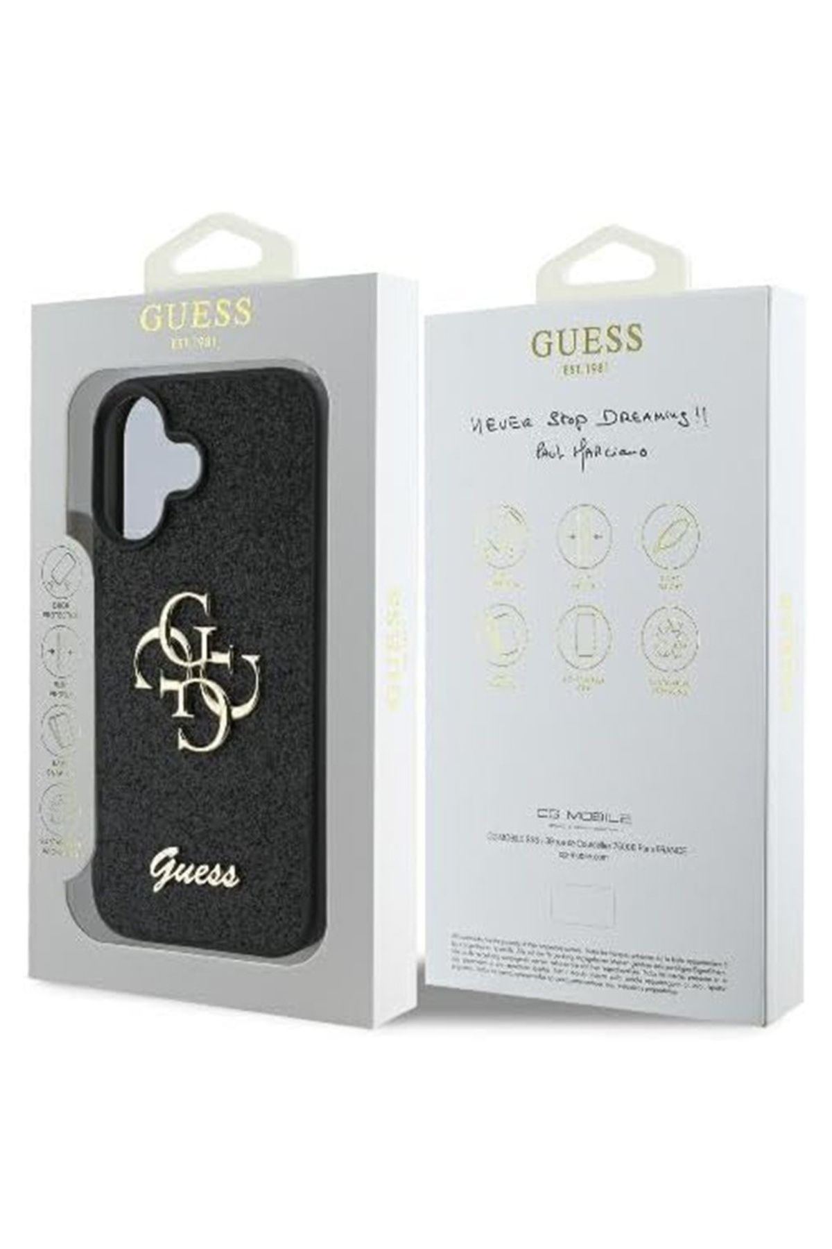 Guess-Carcasă pentru iPhone 16 Plus - Guess Glitter Fixed Big 4G (GUHCP16MHG4SGK) - Negru 7