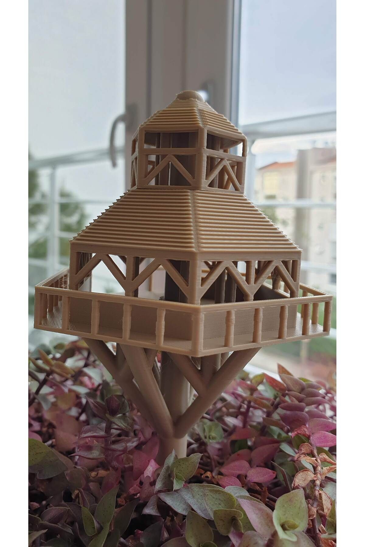 Kidkodbot 3D Baskı İki Katlı Ağaç Ev Saksı Süsü