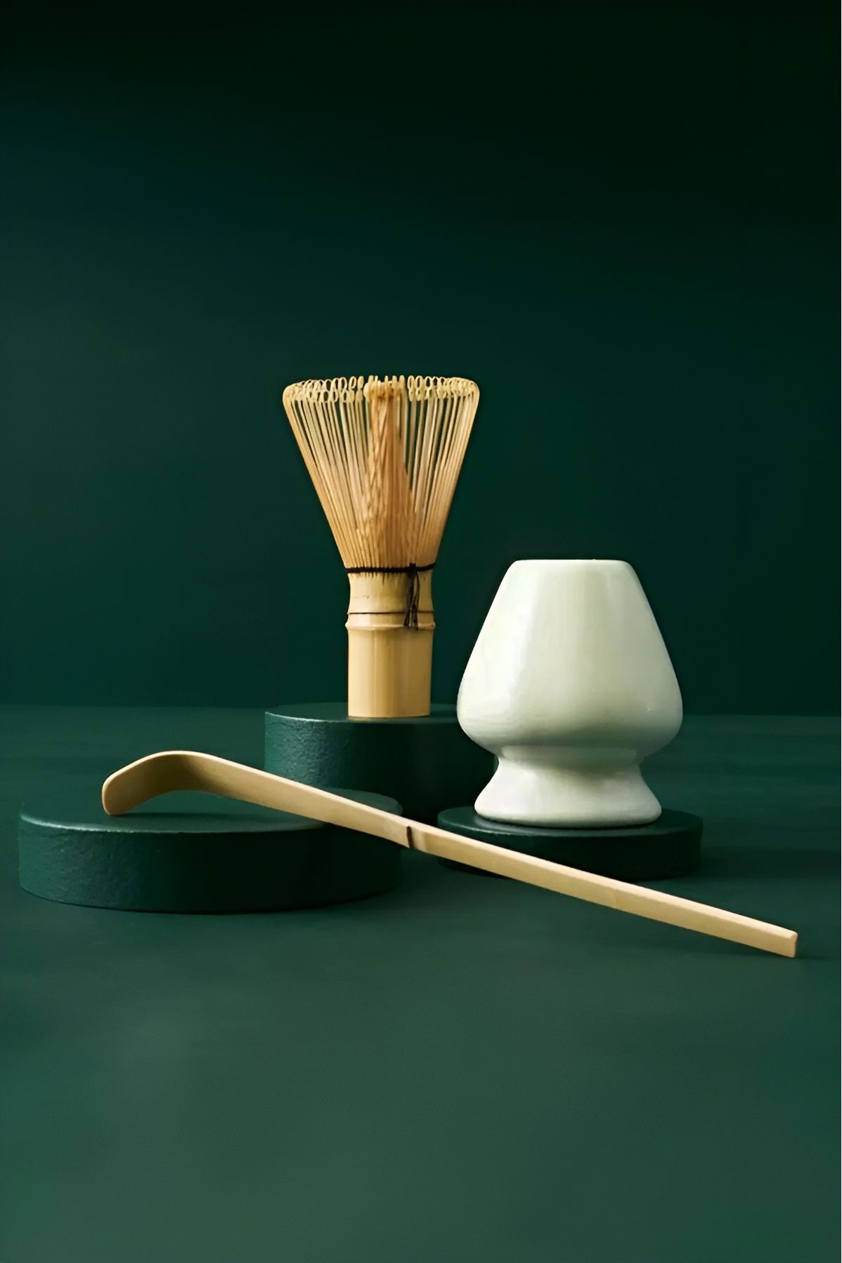 Safron Matcha Whisk 3'lü Seremoni Seti - Matcha Karıştırıcı Set Siyah