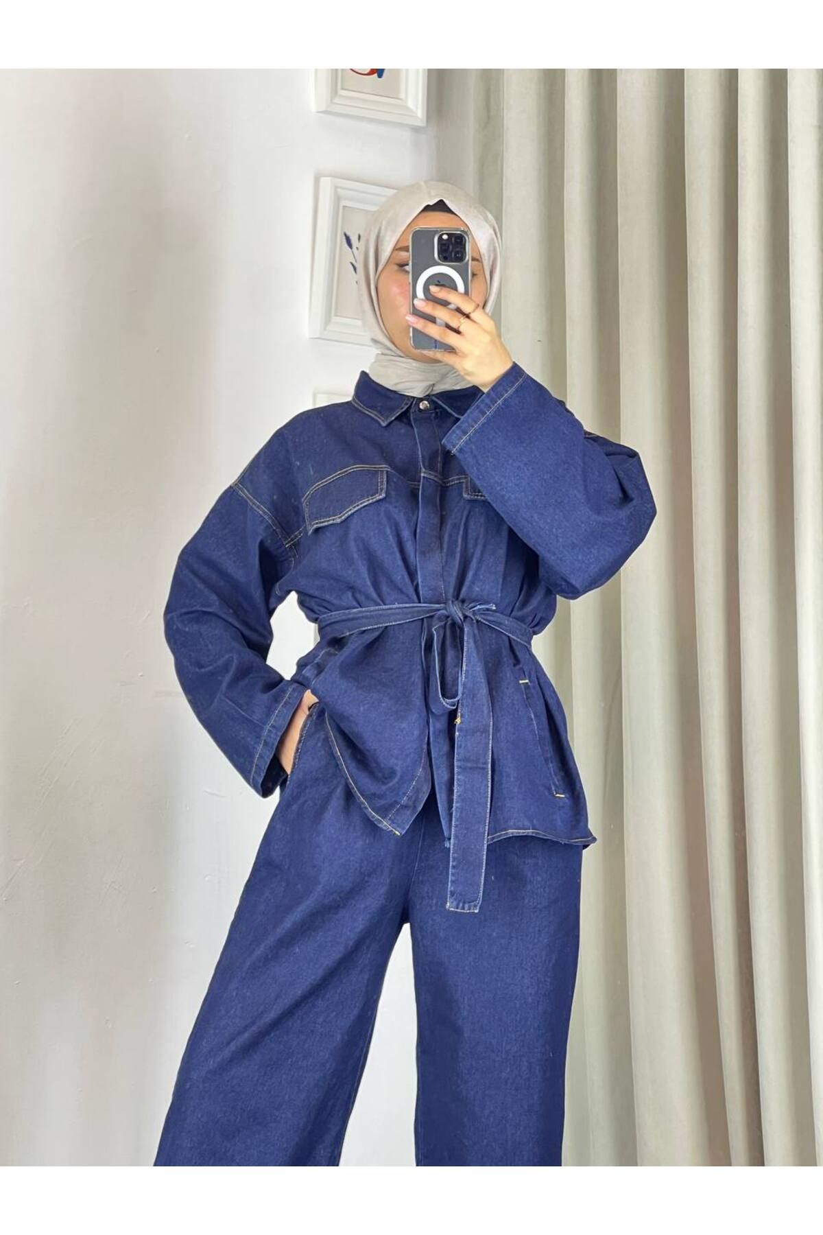 Esre Store 4531 - Kot İkili Takım Mavi