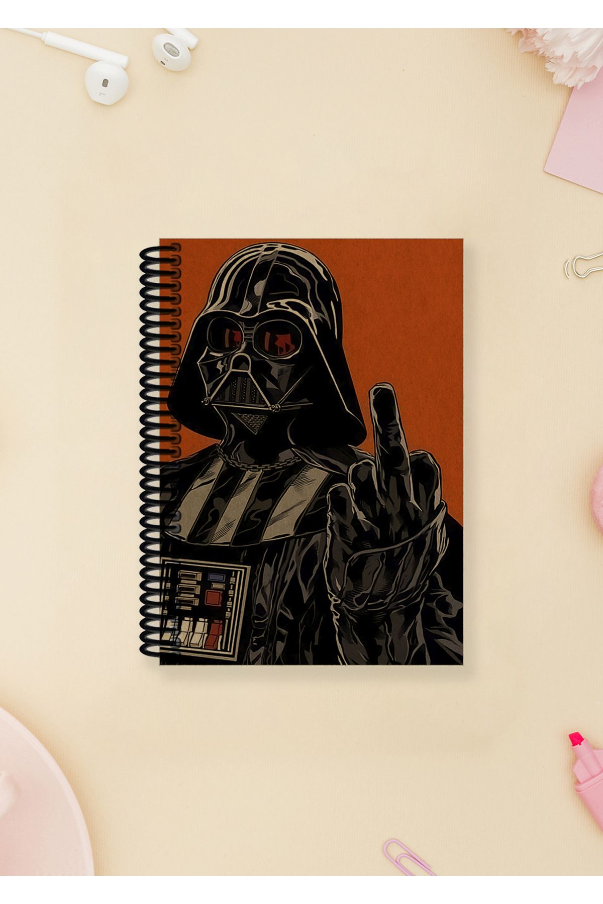 Ludios Yıldız Savaşçısı Darth Vader Spiralli A6 Çizgisiz Kraft Kapaklı Not Defteri (100 Sayfa)