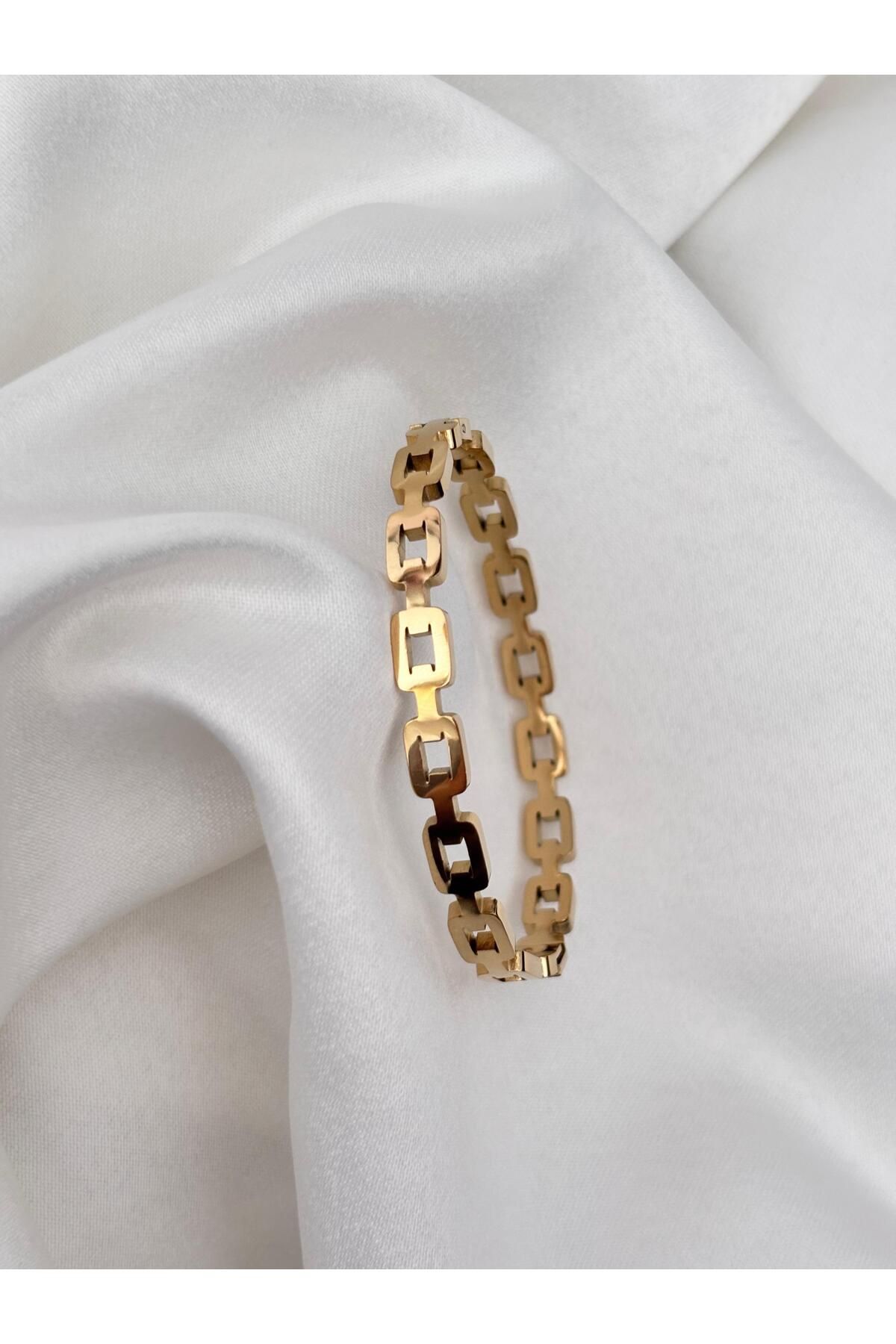 Bellamy Jewelry Geometrik Halka Bileklik - Gold