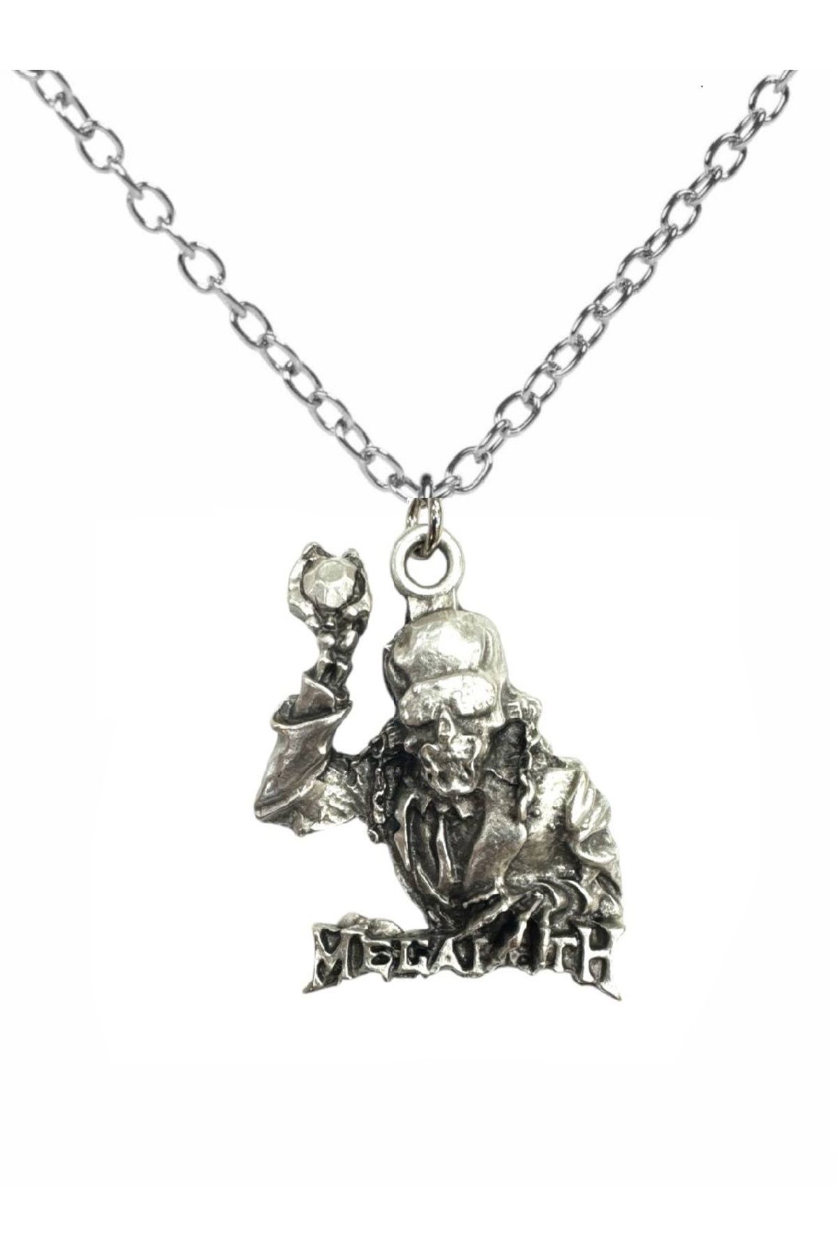 Herşey Nota arılan İskelet Gümüş Kaplama Metal Kolye – 60 cm Zincir | Unisex Gotik Aksesuar