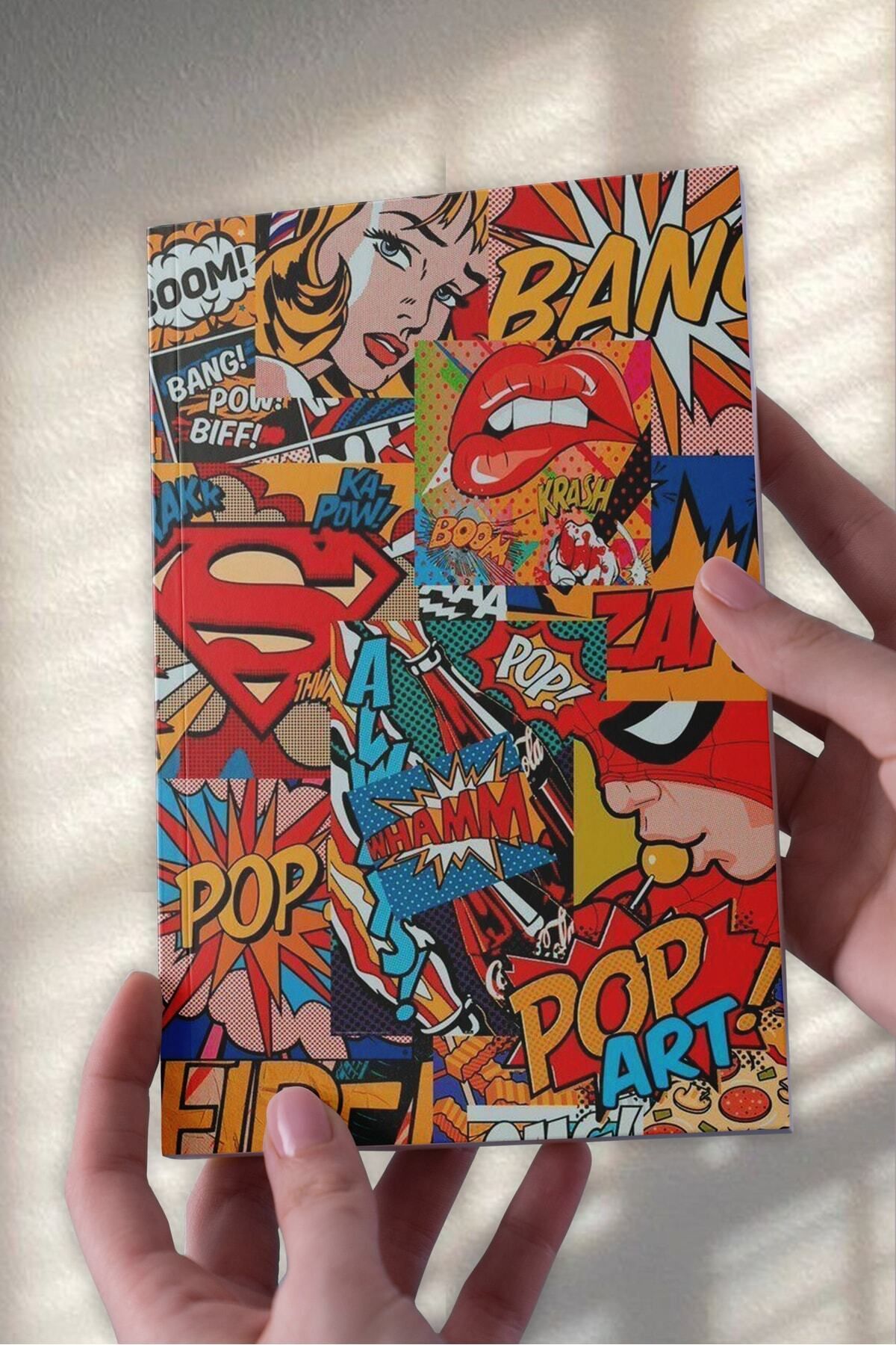 Ludios Pop Art Kolaj Tasarımlı Desenli A5 Çizgisiz Defter (50 Sayfa)