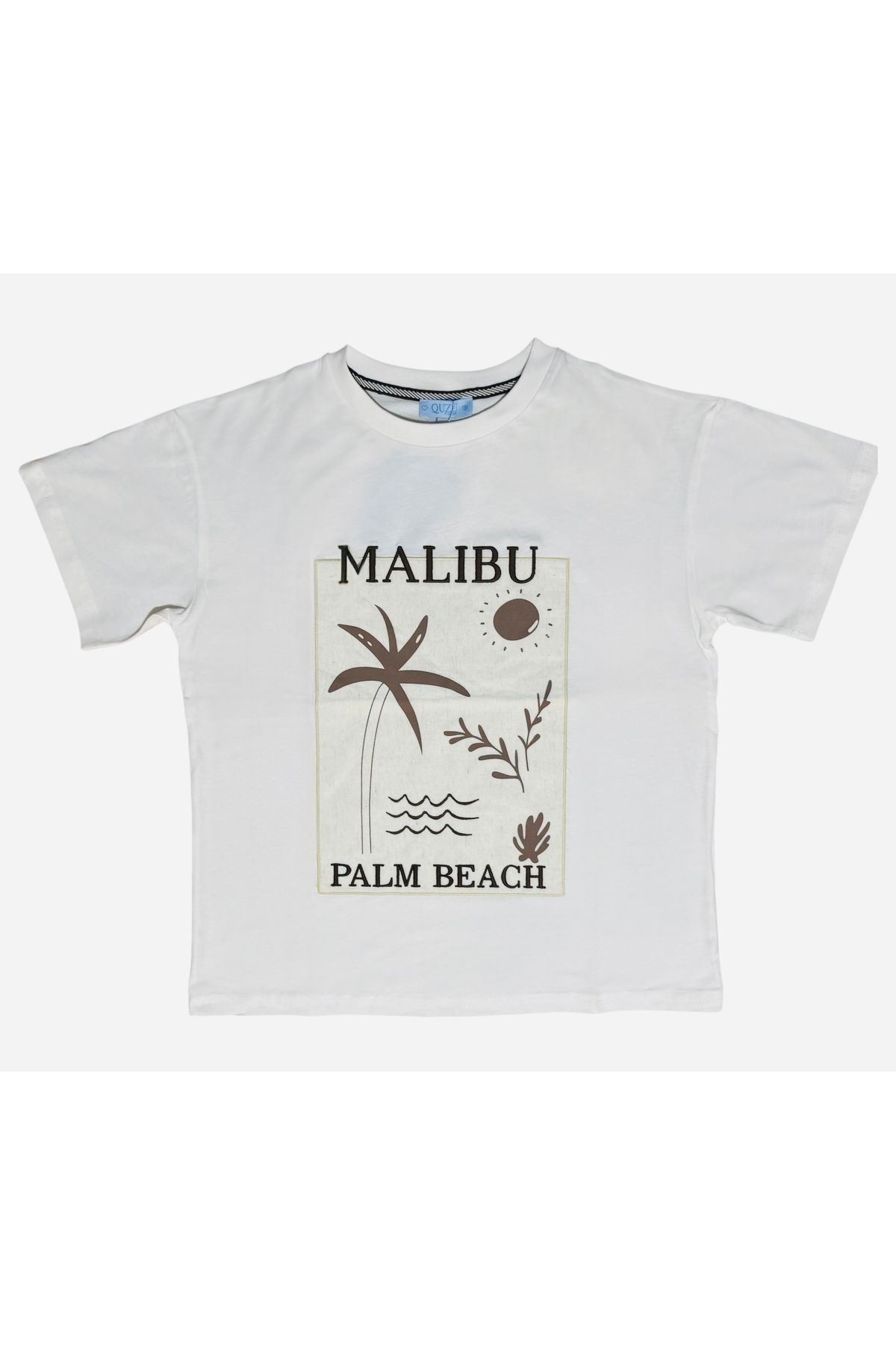 Quzu MALIBU PALM BEACH BASKI VE NAKIŞ DETAYLI TŞÖRT