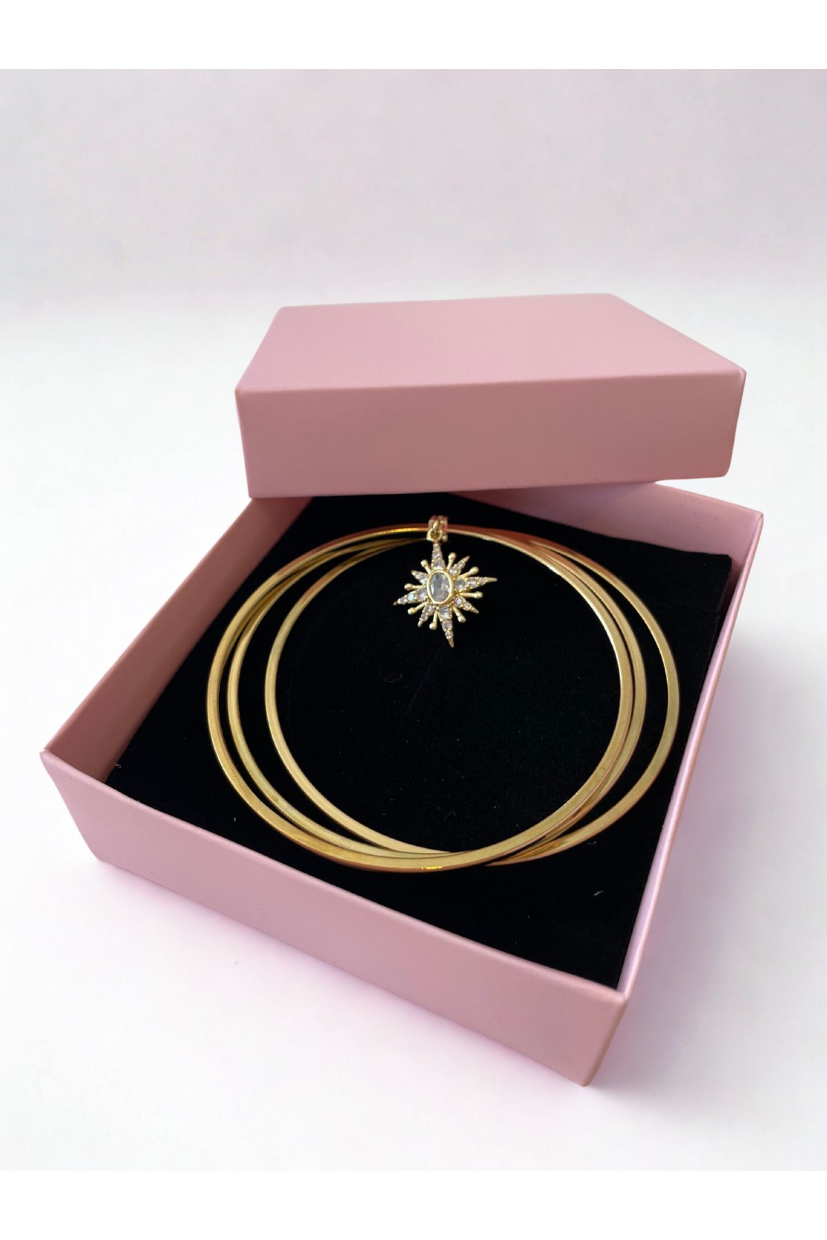 Ela accessories 3'lü Çelik Ajda Bilezik ve Kuzey yıldızı Figürlü Charm