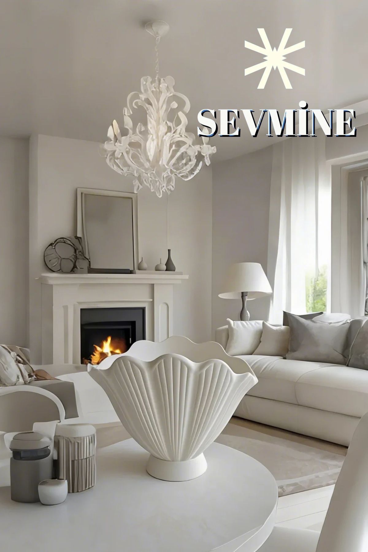 SEVMİNE 16 Cm Modern Trend Kırık Beyaz Istiridye Vazo - Mekanlarınıza Zarif Bir Dokunuş