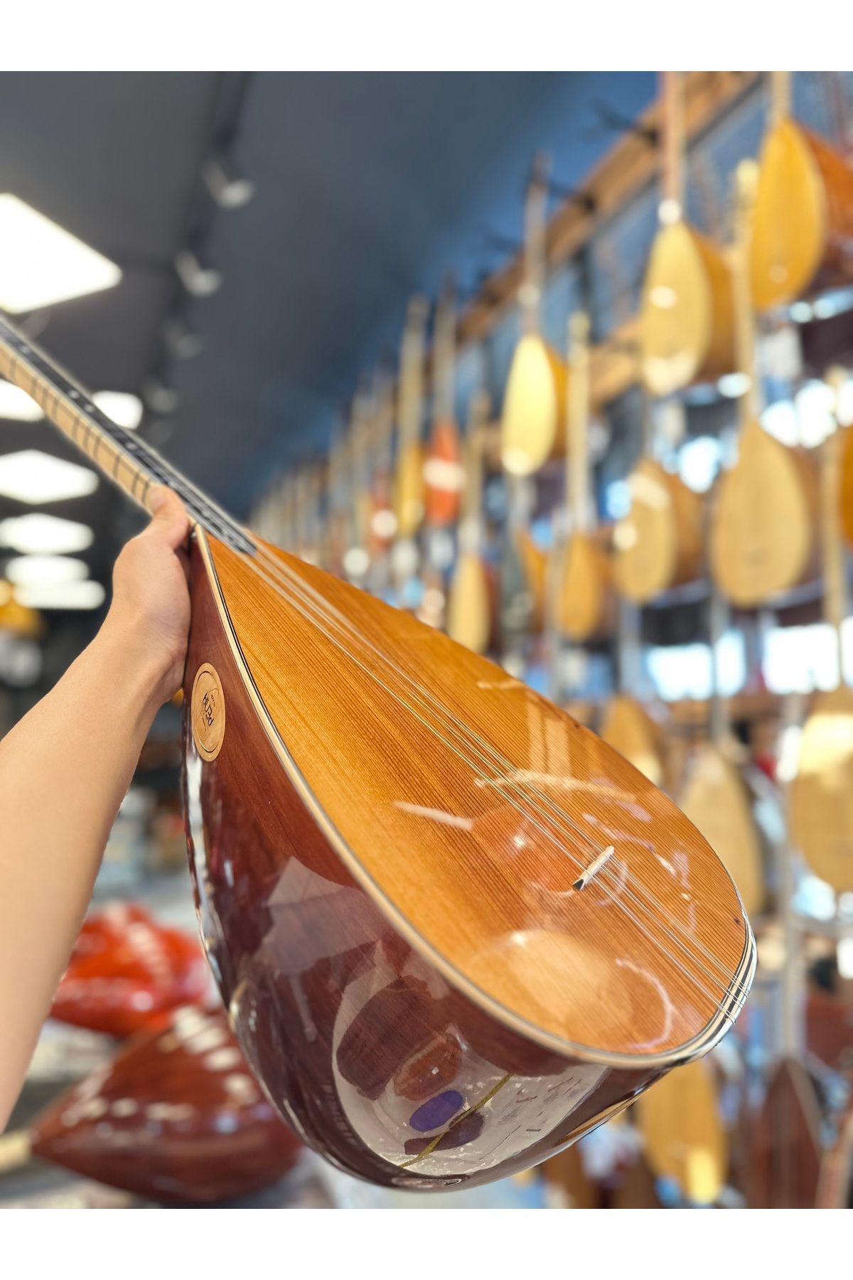 PENA MÜZİK Kısa Sap Tam Profesyonel Ardıç Bağlama 40 Tekne Jak Girişli