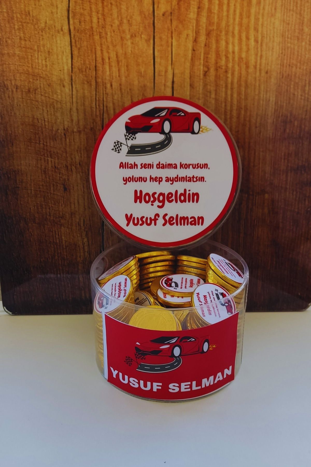 afyoresel 100 Adet Yarış Arabalı Erkek Bebek Hediye Konfiseri Çikolata