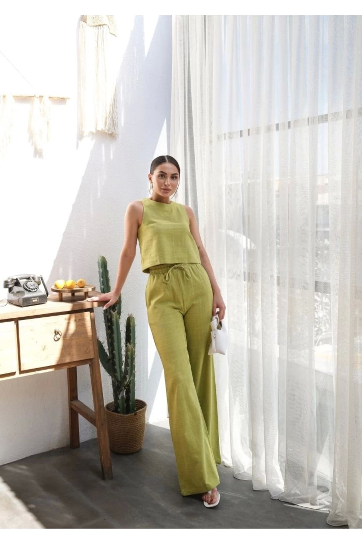 Silerra Keten Bluz Ve Pantolon İkili Takim