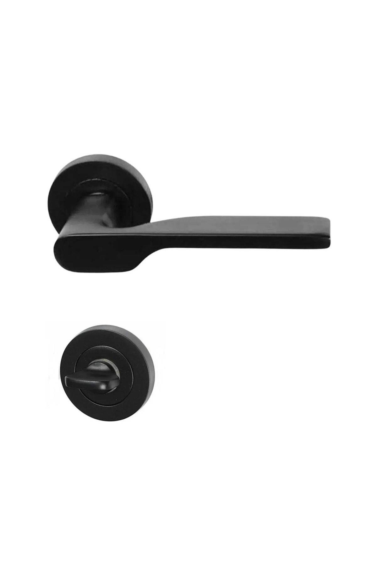 Hira-Eda Aluminum Round Rosette Door Handle Matte Black Wc 1