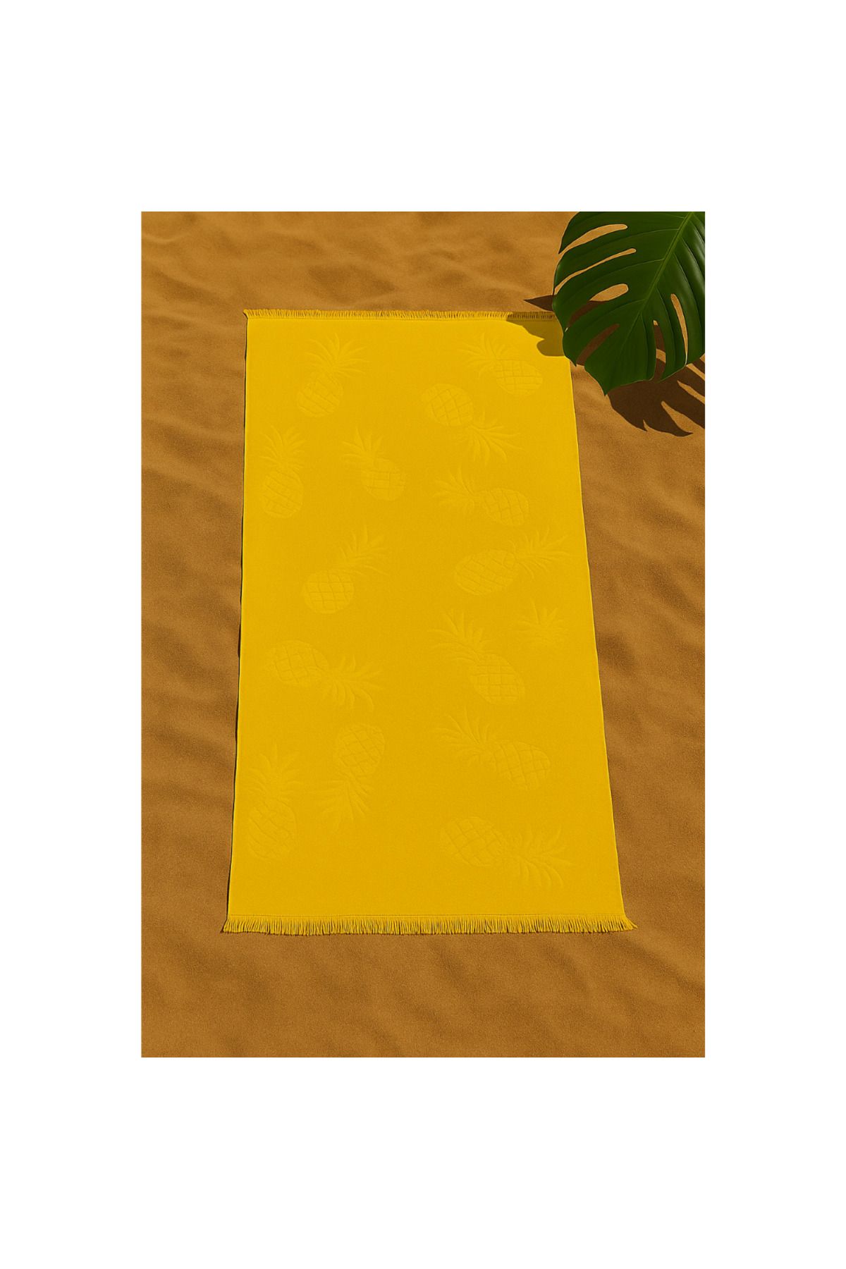 Oliva Nero Ananas Desenli Bambu Pamuk Plaj Havlusu 80x150 cm Deniz Havlusu