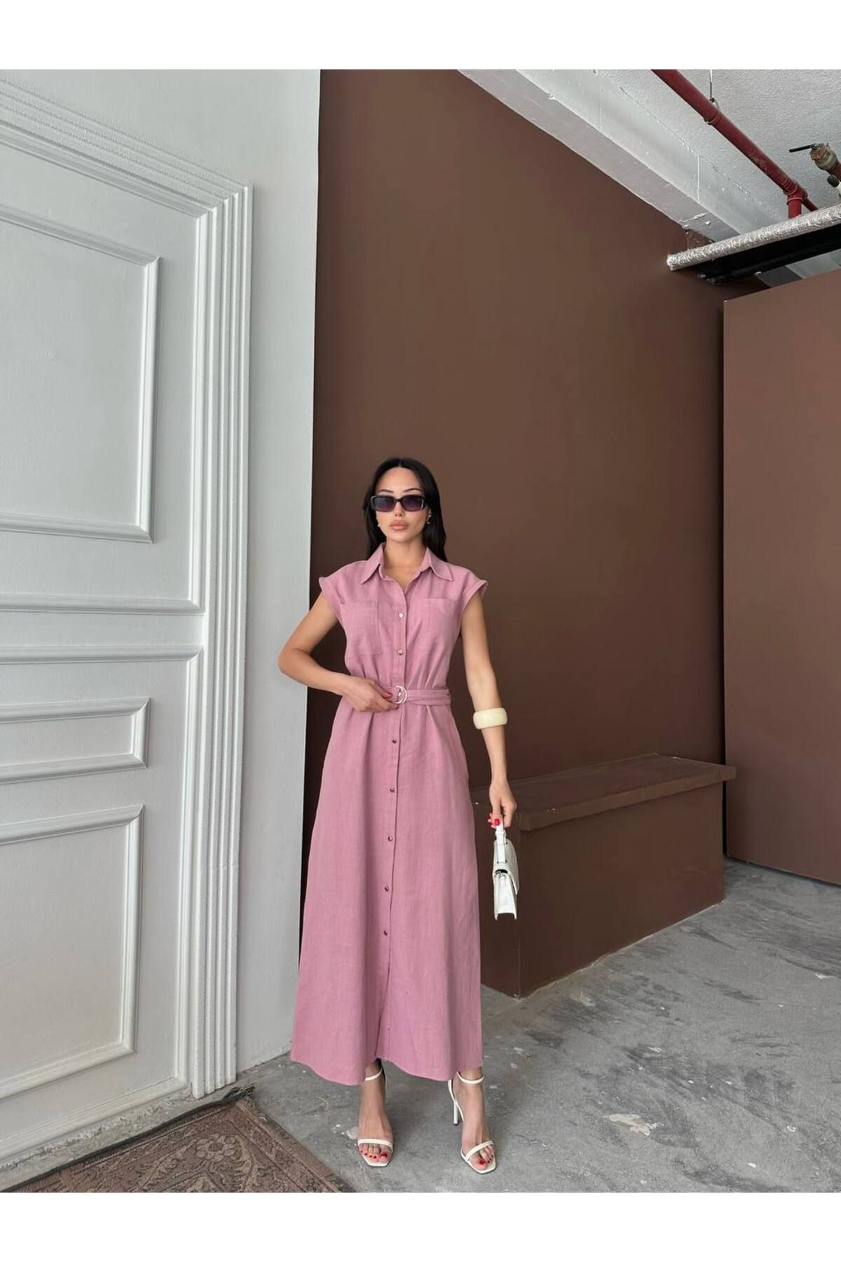 Hotfashion Kemerli T Kol Elbise