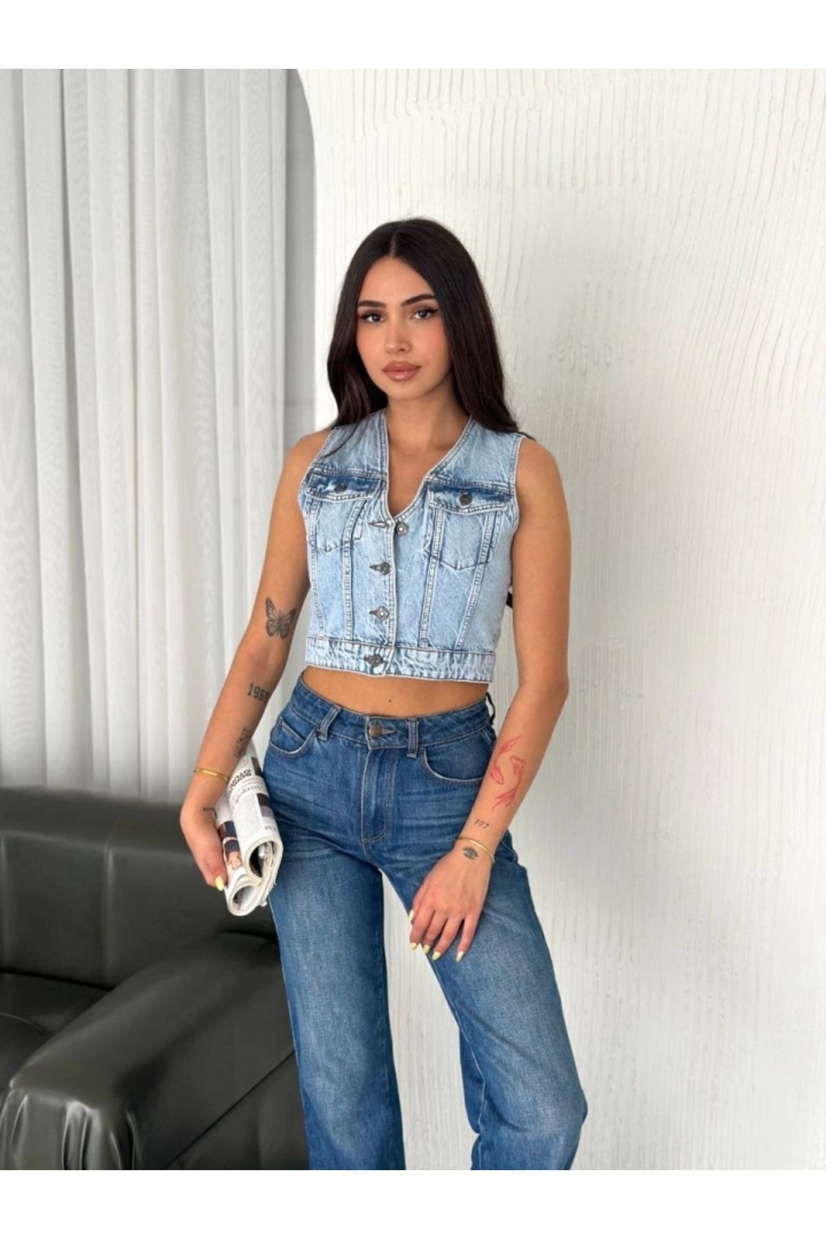 Silerra Kot Jeans Yelek - Buz Mavisi