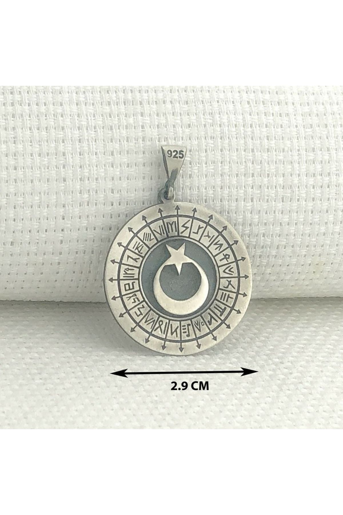 MODA925 925 Ayar Gümüş Türk Boyları Simgeli Ayyıldız Kolye Ucu