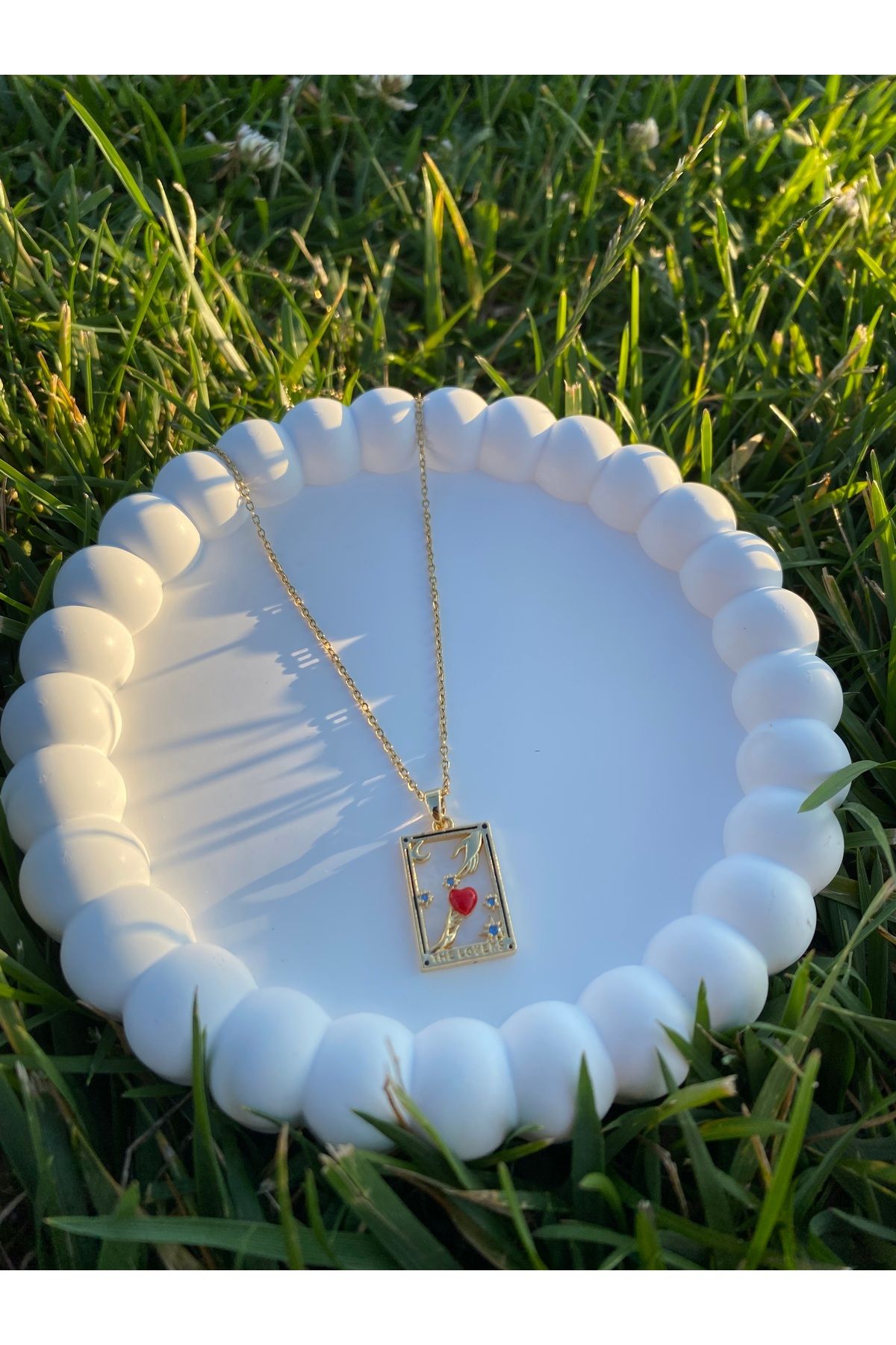 asem jewelry AŞIKLAR TAROT KARTI ÇELİK KOLYE