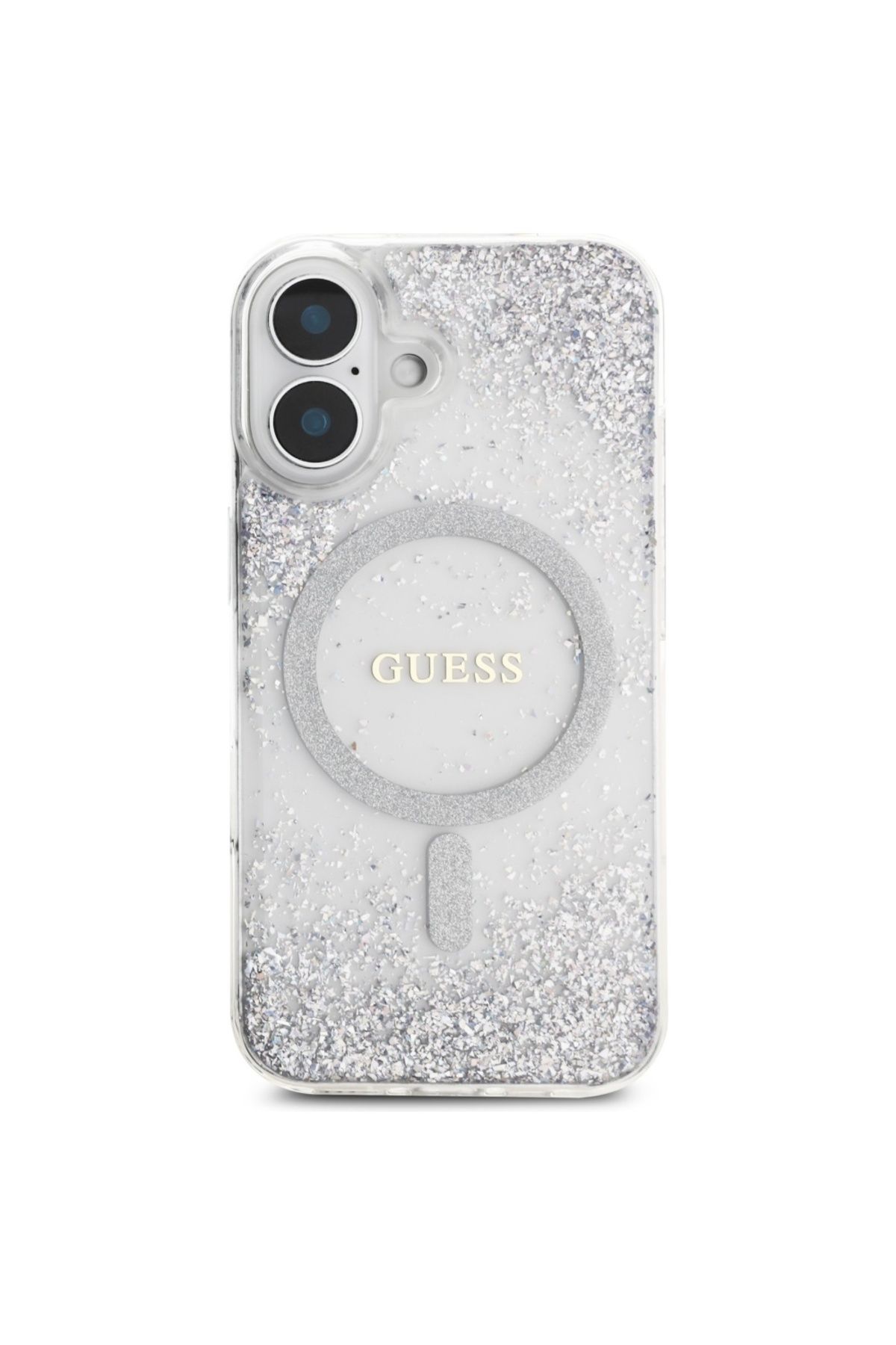 Guess-Case for iPhone 16 - Guess Hardcase Resin Gradient Glitter MagSafe (GUHMP16SRGRGES) - Silver 4