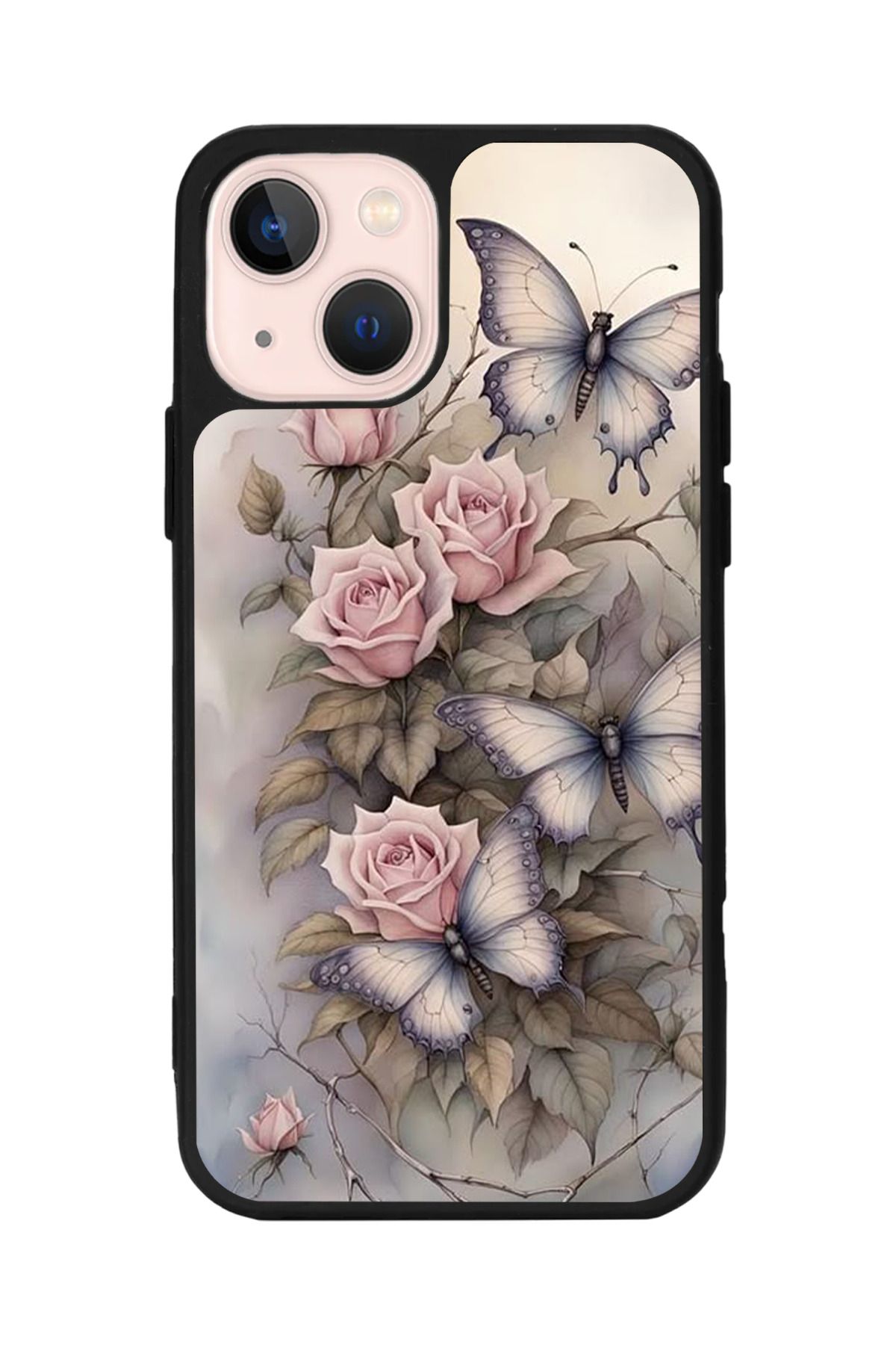 Aksel Kılıf Apple iPhone 14 Plus Uyumlu Baskılı, Mat Siyah,Yumuşak Silikon,Koruyucu,Şok Emici Kapak,Kılıf