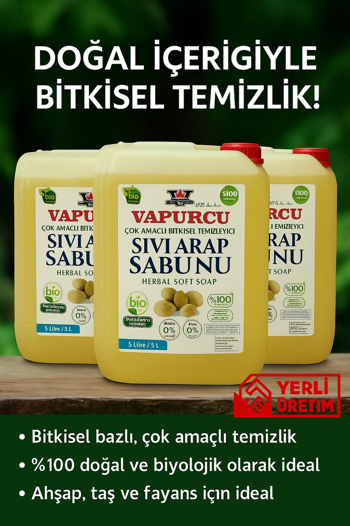vapurcu Sıvı Arap Sabunu 3 x 5 Litre = 15 Litre