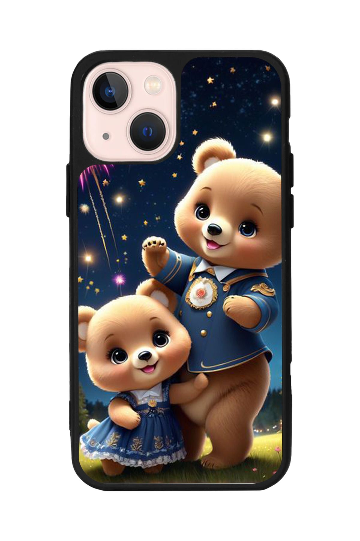 Aksel Kılıf Apple iPhone 13 Uyumlu Baskılı, Mat Siyah,Yumuşak Silikon,Koruyucu,Şok Emici Kapak,Kılıf