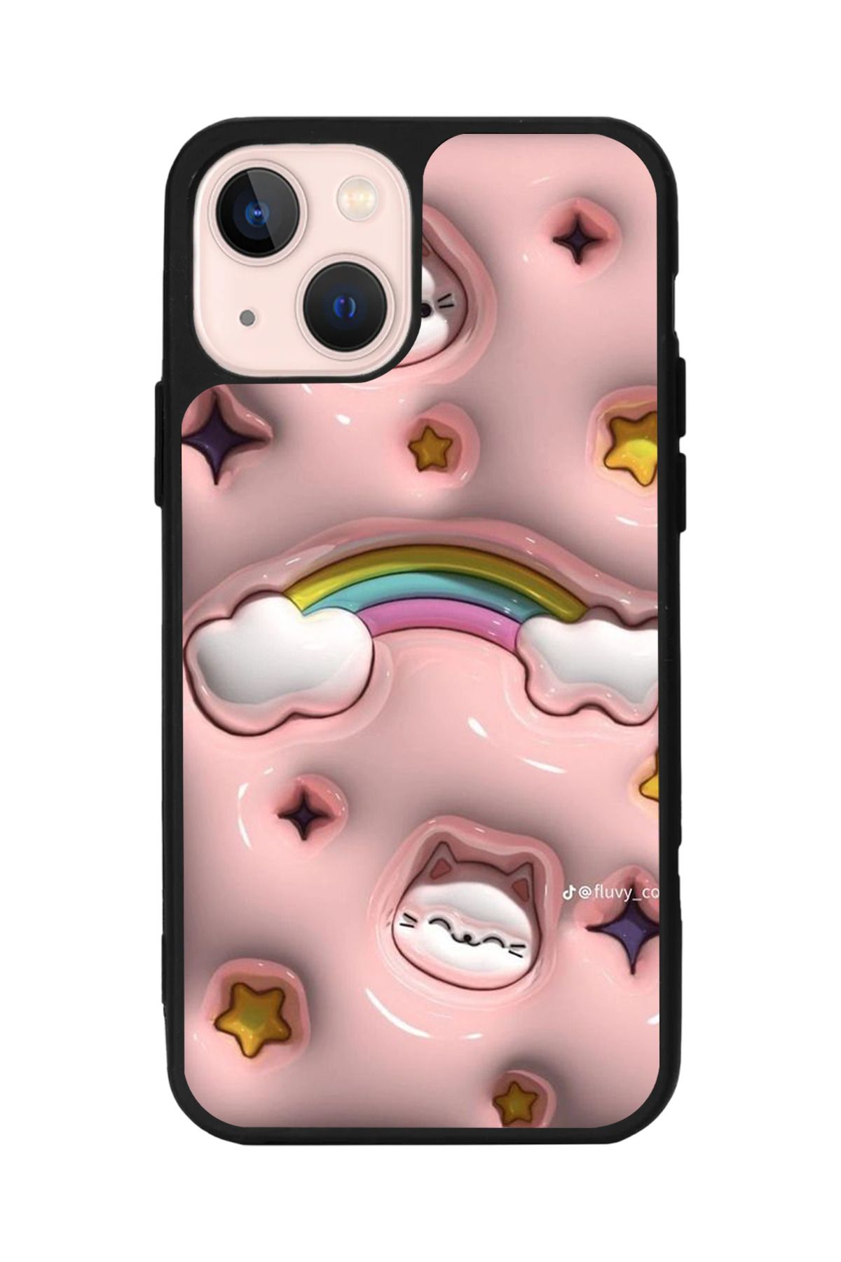 Aksel Kılıf Apple iPhone 14 Plus Uyumlu Baskılı, Mat Siyah,Yumuşak Silikon,Koruyucu,Şok Emici Kapak,Kılıf