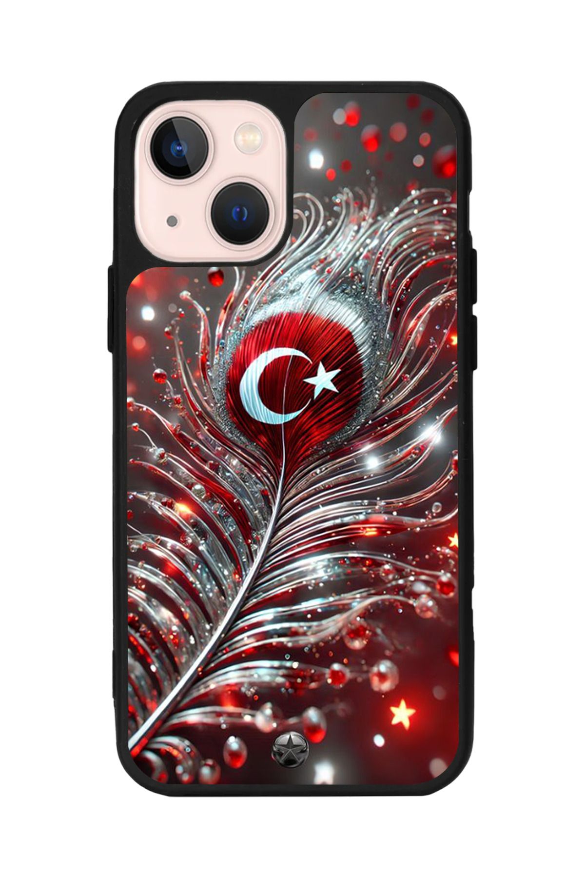 Aksel Kılıf Apple iPhone 15 Plus Uyumlu Baskılı,Mat Siyah,Yumuşak Silikon,Koruyucu,Şok Emici Kapak,Kılıf