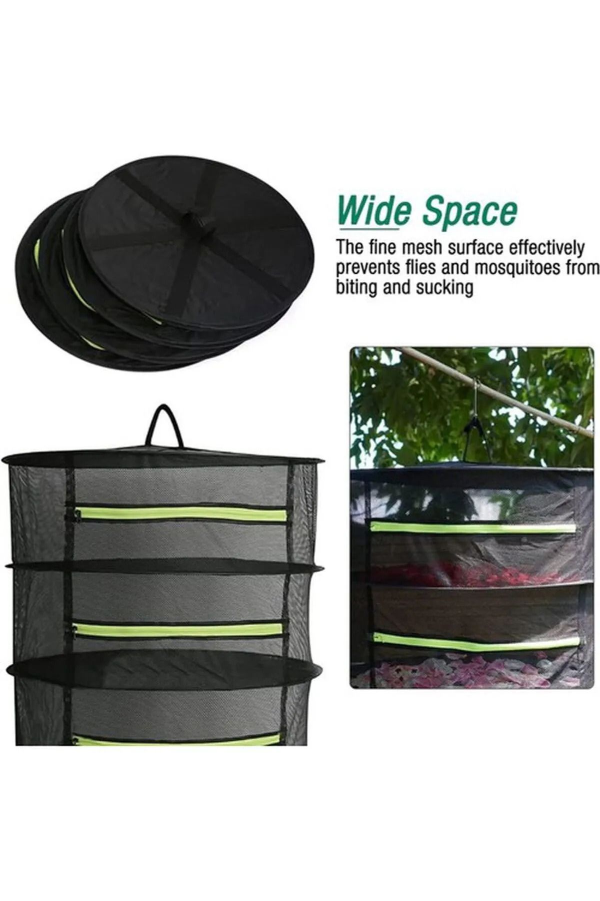 SYNOPE-4-Level Green Plant, Vegetable and Fruit Drying Net - Foldable and Zippered Design 4