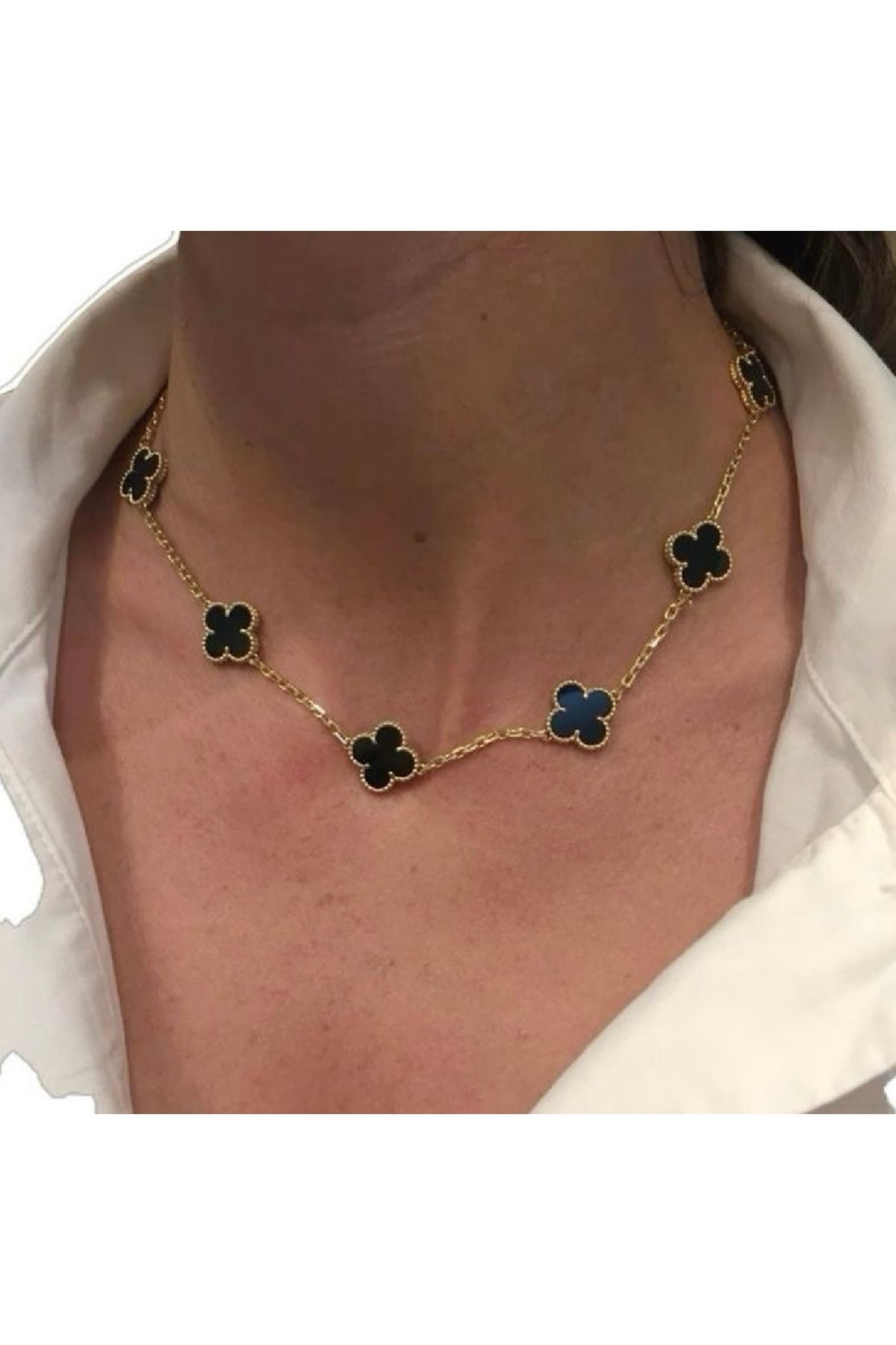 LOVİSA AKSESUAR Çelik Van Cleef Siyah Baby Boy Kolye