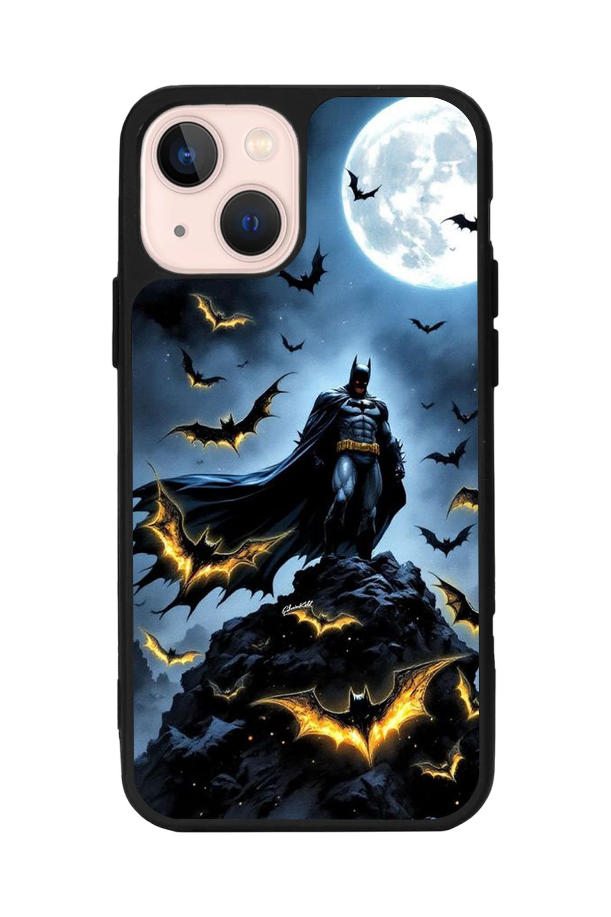 Aksel Kılıf Apple iPhone 15 Uyumlu Baskılı, Mat Siyah Renk, Yumuşak Silikon, Koruyucu, Şok Emici Kapak, Kılıf