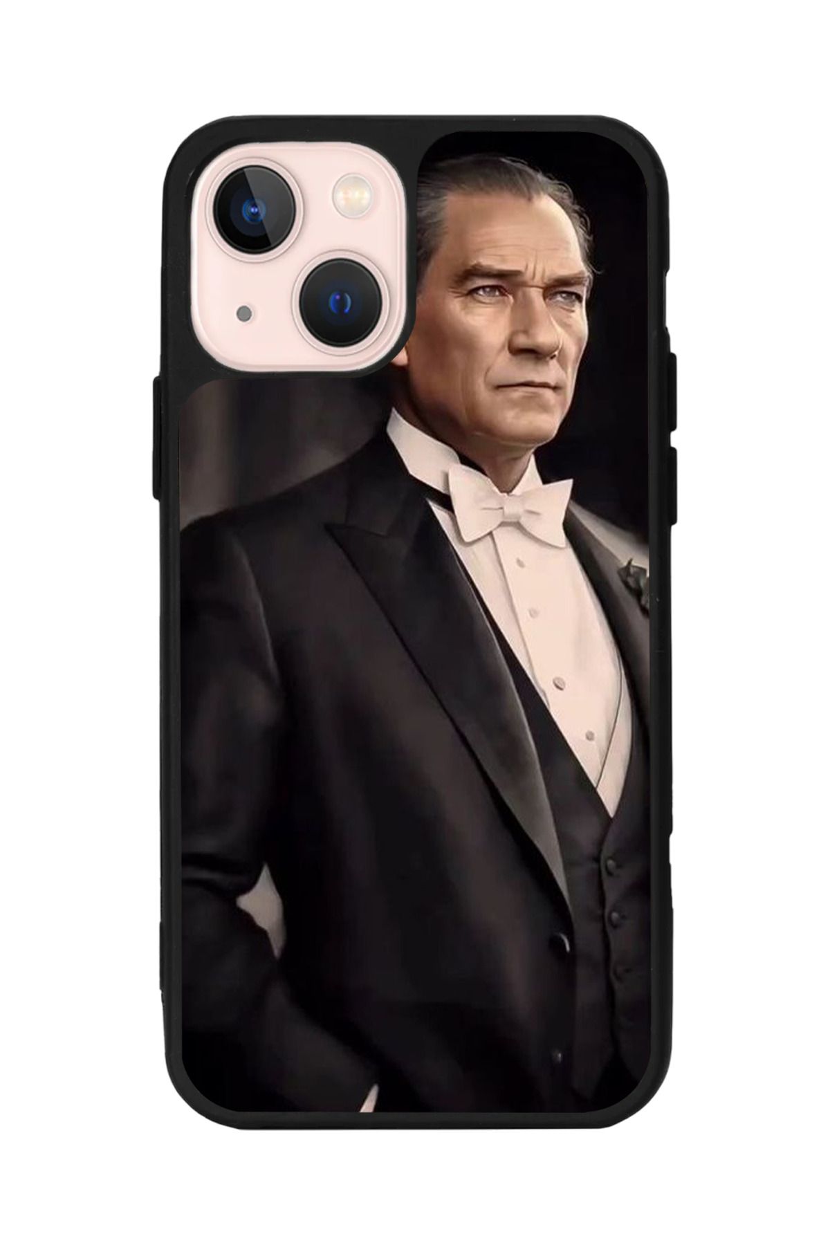 Aksel Kılıf Apple iPhone 15 Uyumlu Baskılı, Mat Siyah Renk, Yumuşak Silikon, Koruyucu, Şok Emici Kapak, Kılıf