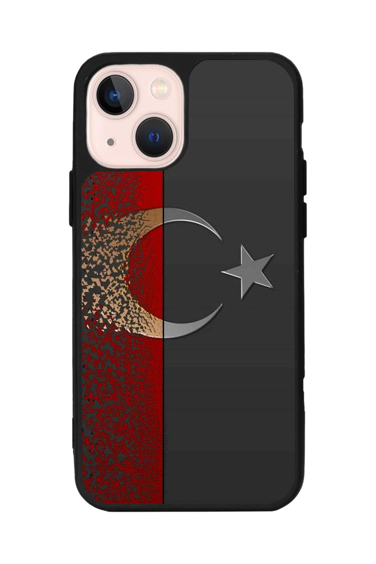 Aksel Kılıf Apple iPhone 14 Plus Uyumlu Baskılı, Mat Siyah,Yumuşak Silikon,Koruyucu,Şok Emici Kapak,Kılıf