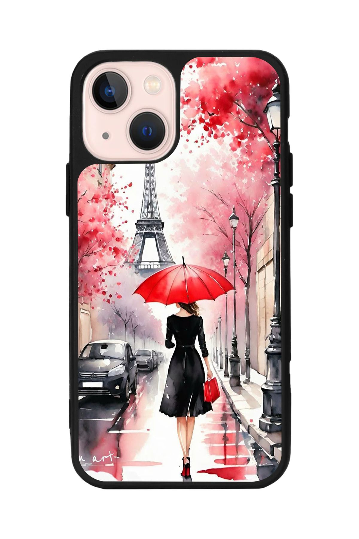 Aksel Kılıf Apple iPhone 15 Uyumlu Baskılı, Mat Siyah Renk, Yumuşak Silikon, Koruyucu, Şok Emici Kapak, Kılıf