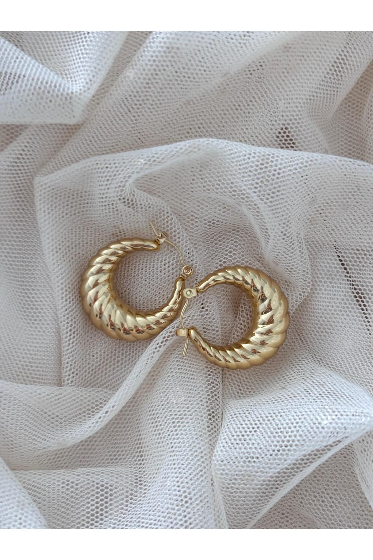 Bellamy Jewelry Spiral Shine Halka Küpe - Gold