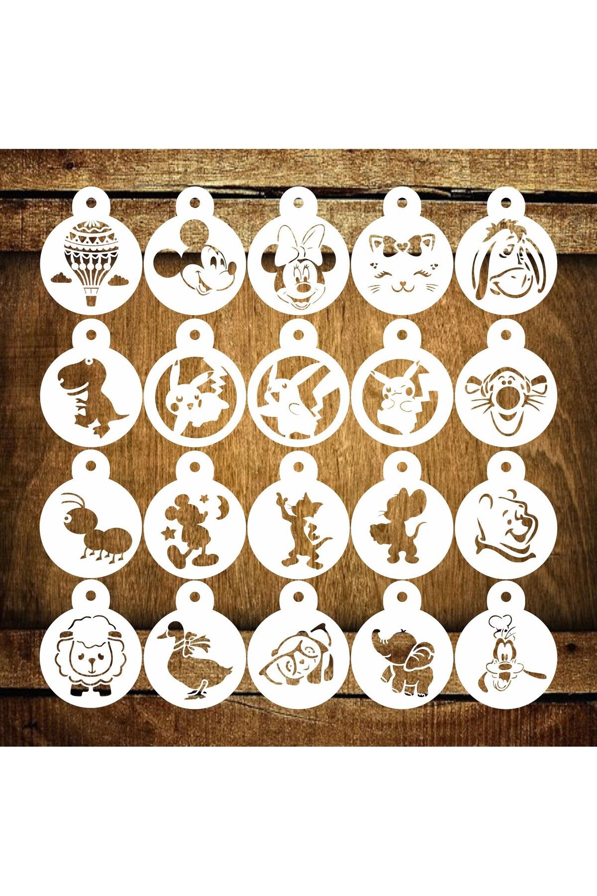STENCİLTASARIM Cakes Stencil St479 Çizgi Karekterler Yüz boyama,Pasta, Kurabiye, Kek Süsleme Şablonları