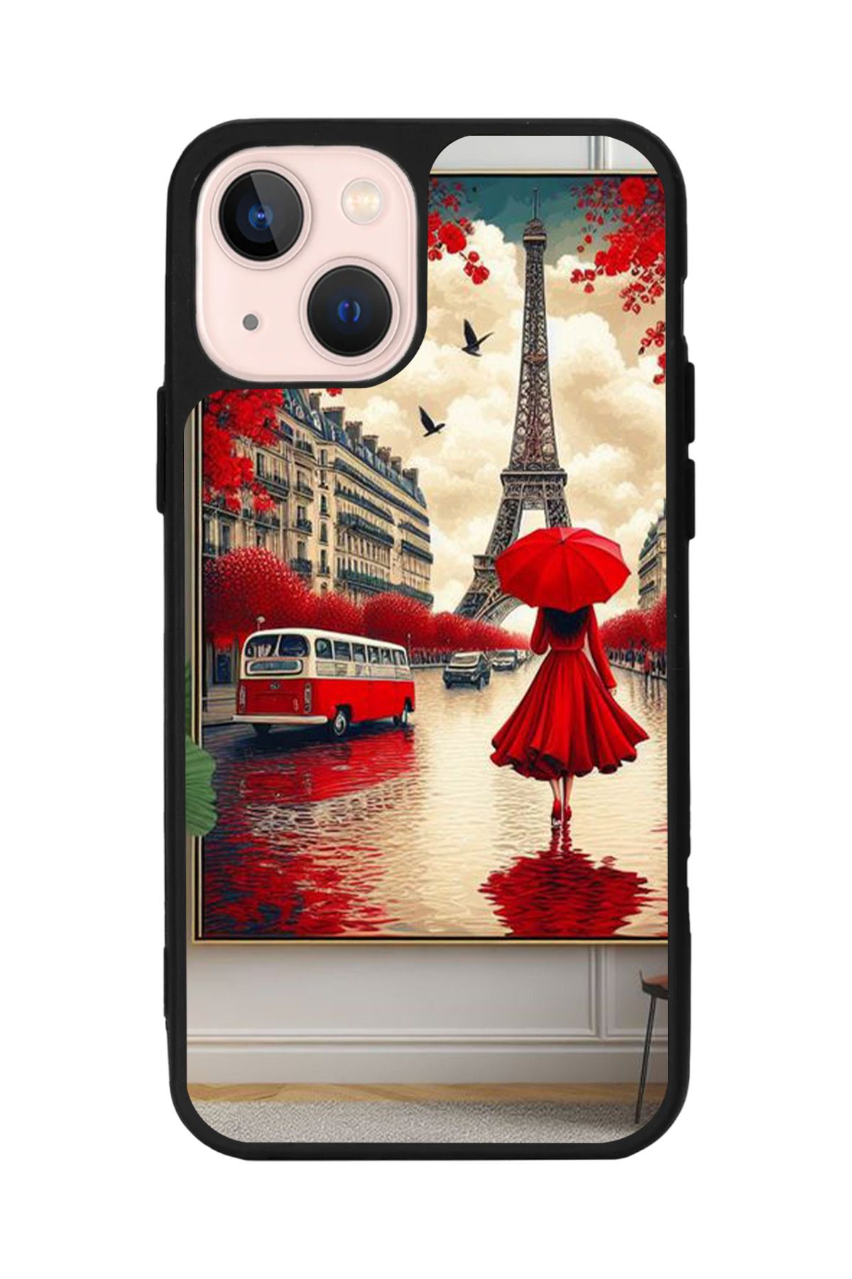 Aksel Kılıf Apple iPhone 14 Plus Uyumlu Baskılı, Mat Siyah,Yumuşak Silikon,Koruyucu,Şok Emici Kapak,Kılıf