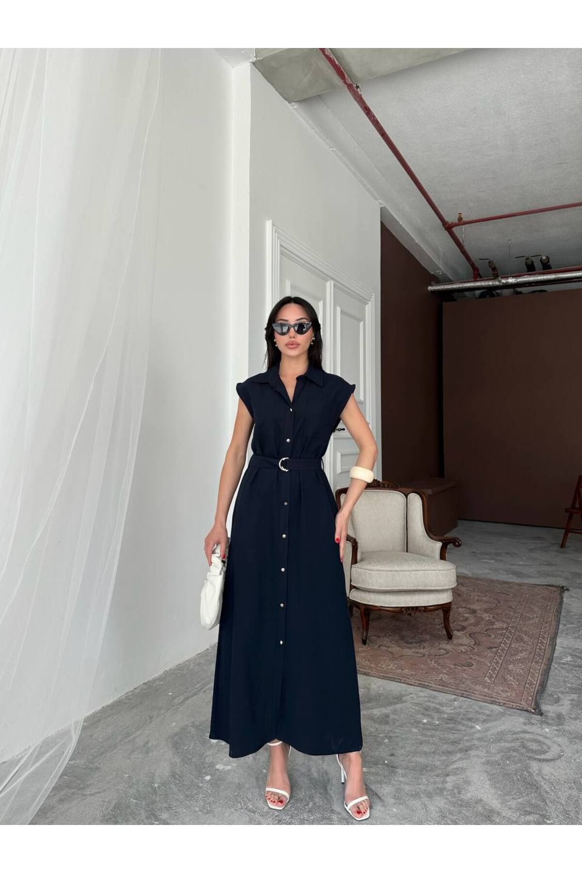 Hotfashion Kemerli T Kol Elbise