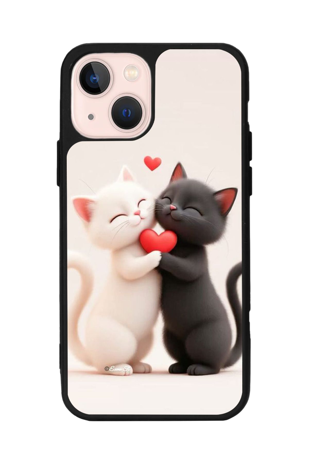 Aksel Kılıf Apple iPhone 13 Mini Uyumlu Baskılı,Mat Siyah,Yumuşak Silikon, Koruyucu, Şok Emici Kapak,Kılıf