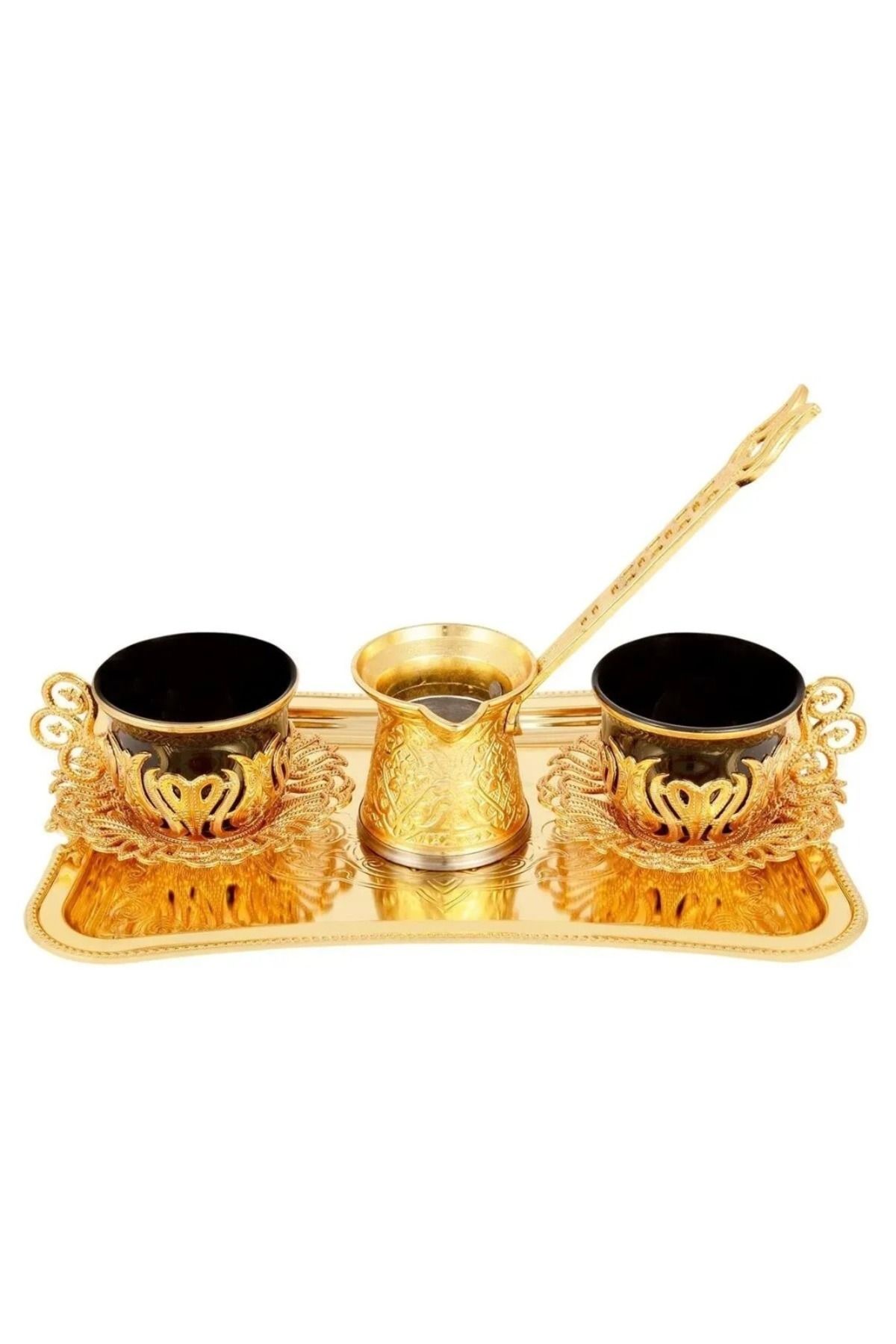 E orient KAHVE SUNUM KAHVE 2'Lİ CEZVELİ KAHVE SETİ ESPRESSO KAHVE MIRRA KAHVE TEPSİLİ