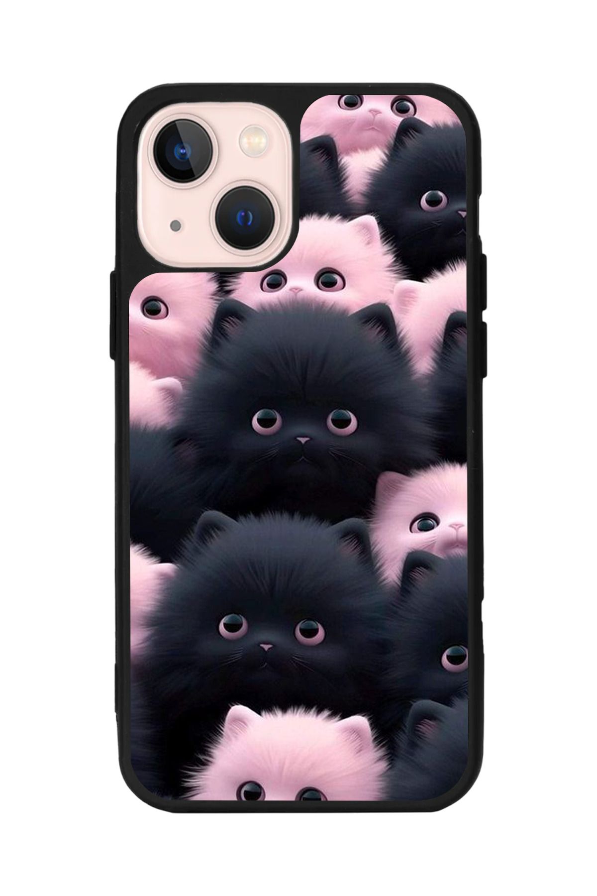 Aksel Kılıf Apple iPhone 13 Uyumlu Baskılı, Mat Siyah,Yumuşak Silikon,Koruyucu,Şok Emici Kapak,Kılıf