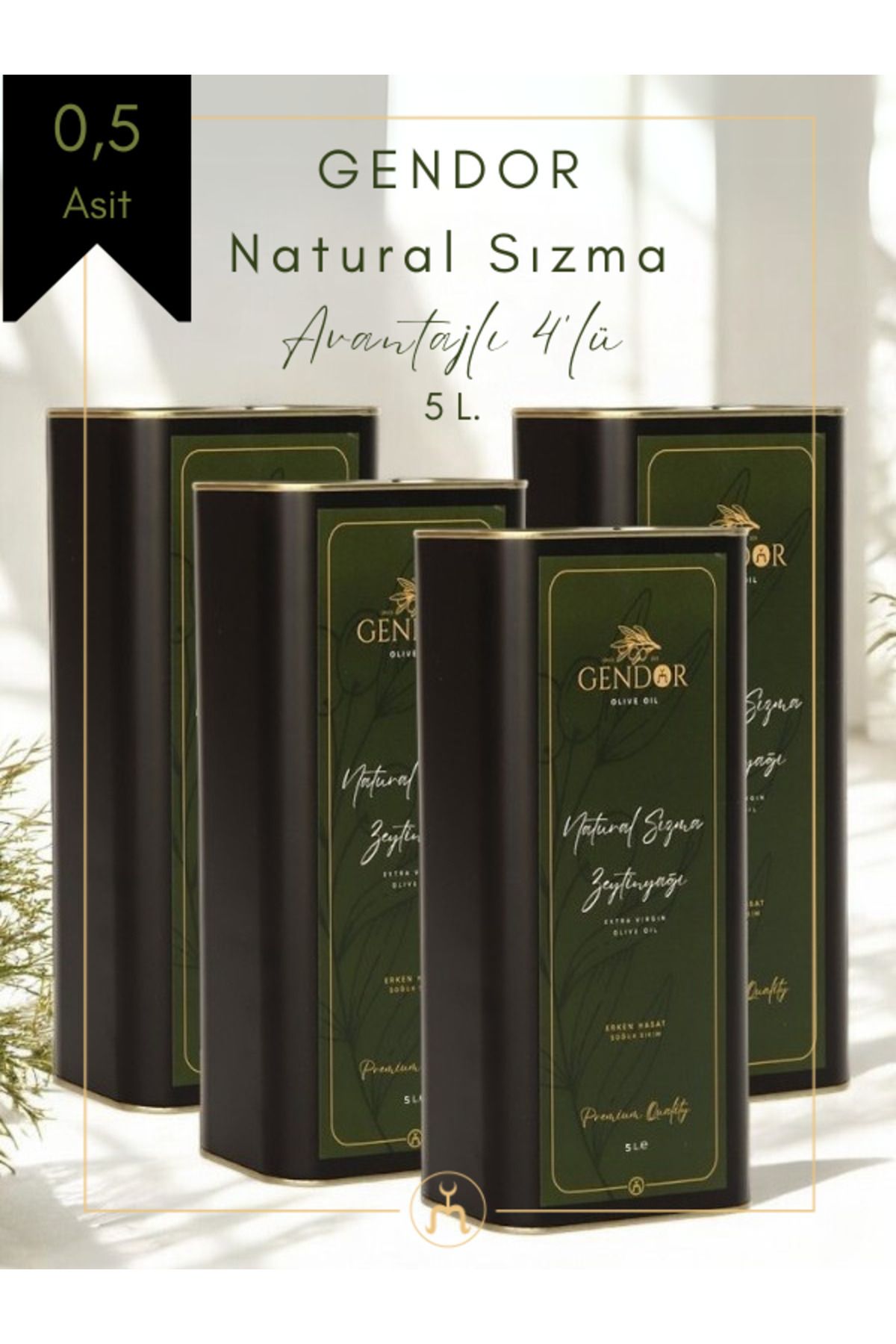 Gendor Olive Oil Soğuk Sıkım Filtresiz Natural Sızma Zeytinyağı 4*5L