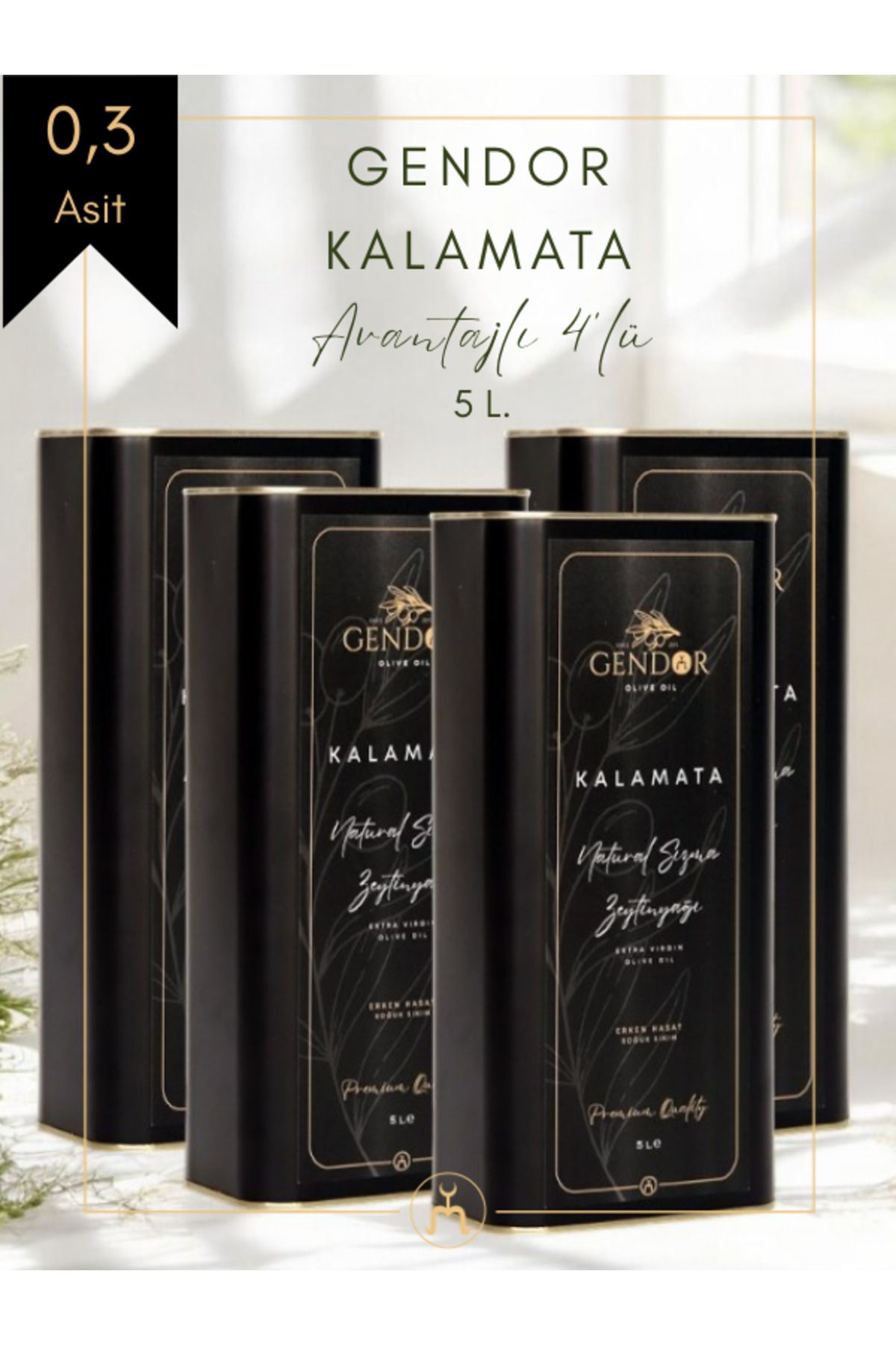 Gendor Olive Oil Kalamata İlk Hasat Natural Sızma Zeytinyağı 4*5L