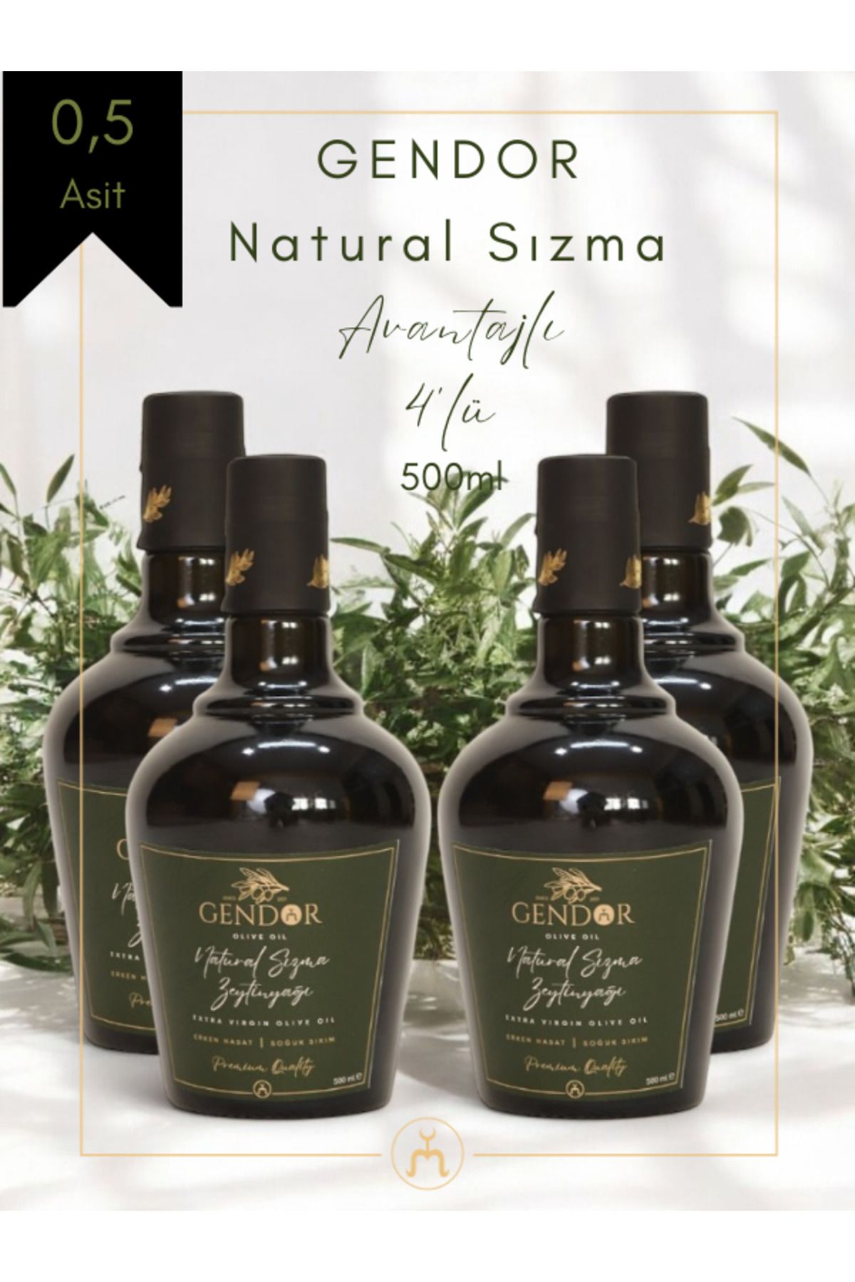 Gendor Olive Oil Soğuk Sıkım Filtresiz Natural Sızma Zeytinyağı 500ml *4
