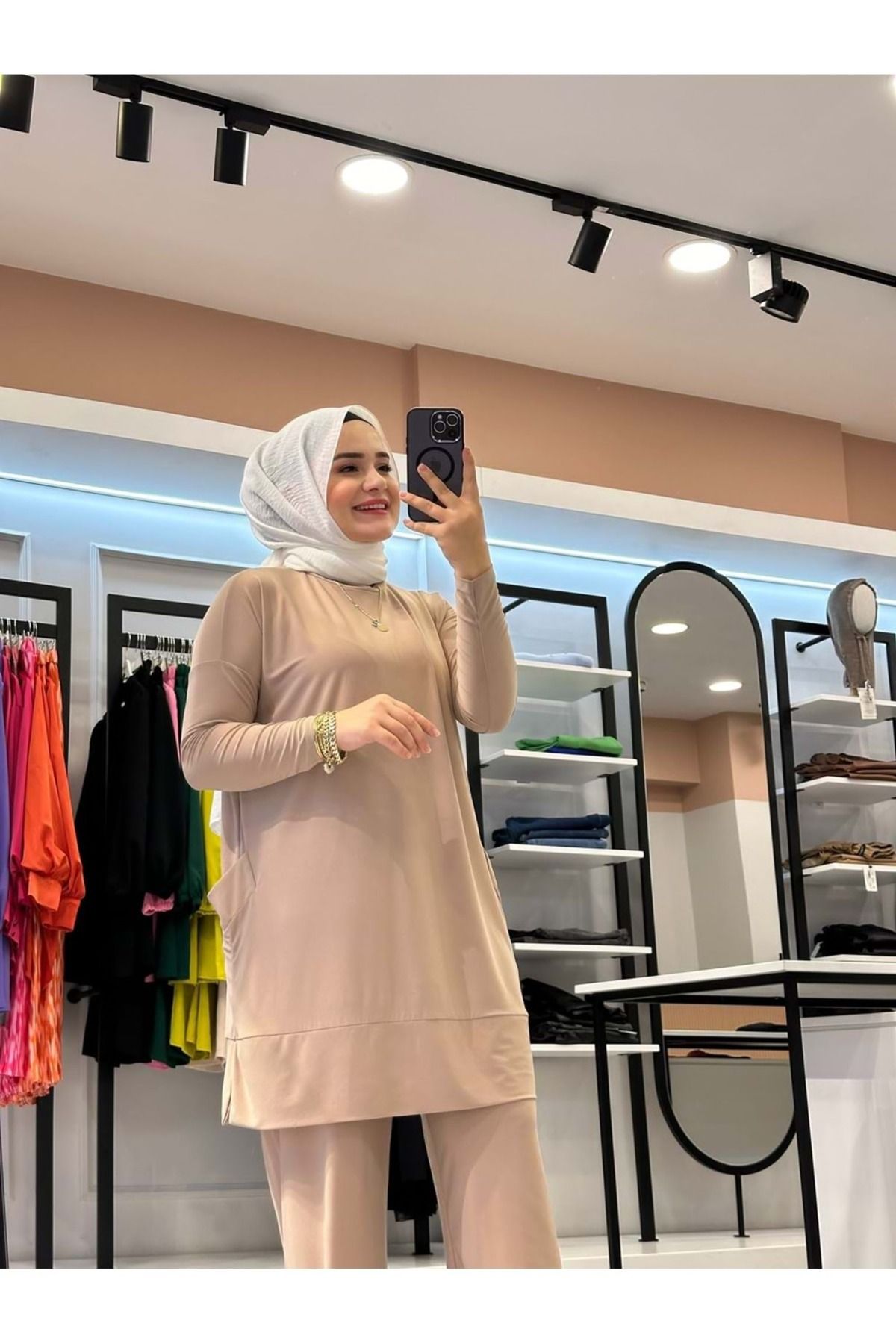 Afili Kadın Yanları Cepli-Pantolon Beli Lastikli Sandy Takım