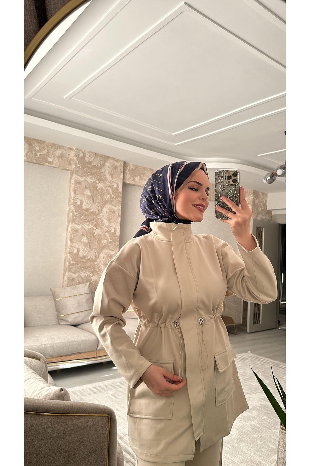 Nuesscollection Fermuarlı Büzgülü Tesettür Takım