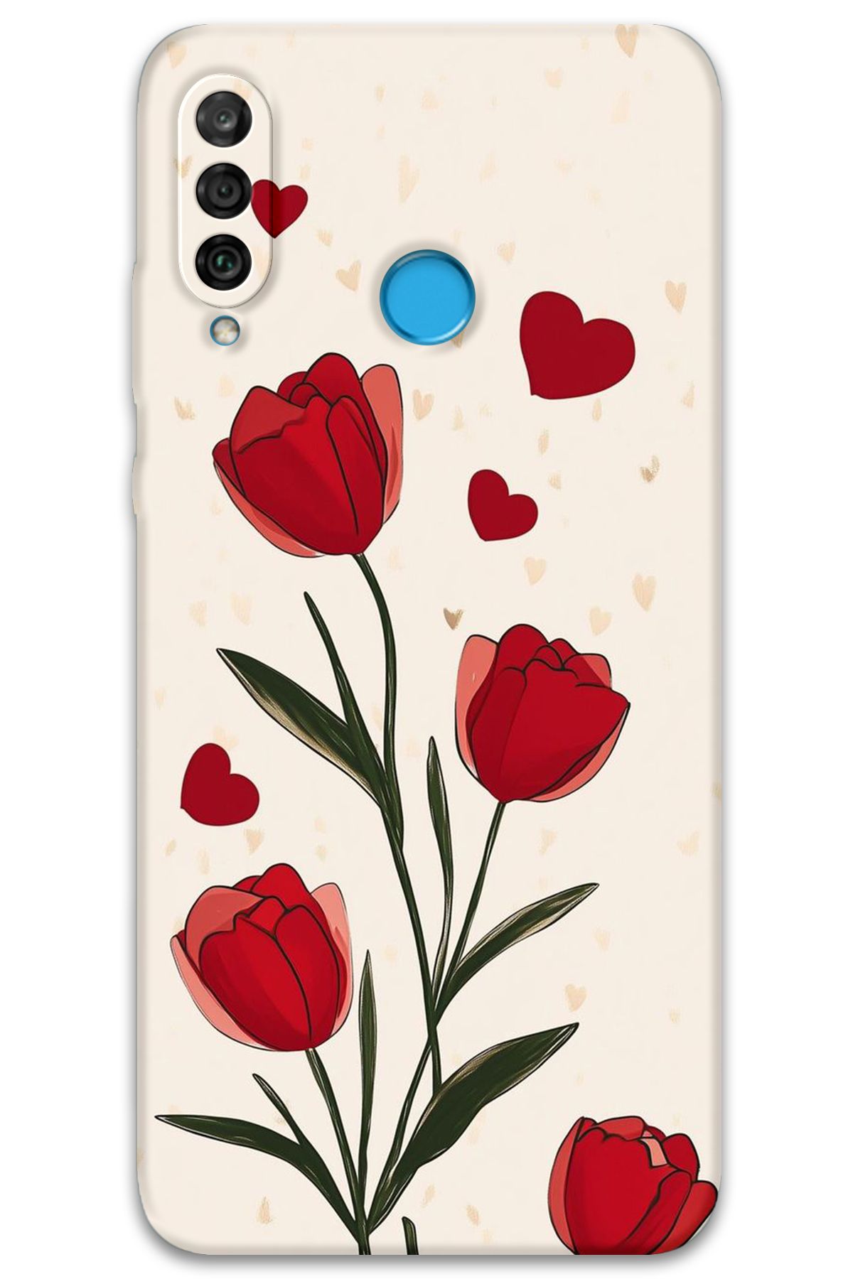 Gramaphone Huawei P30 Lite Uyumlu Çiçek Desenli Telefon Kılıfı + Ekran Koruyucu - 5789