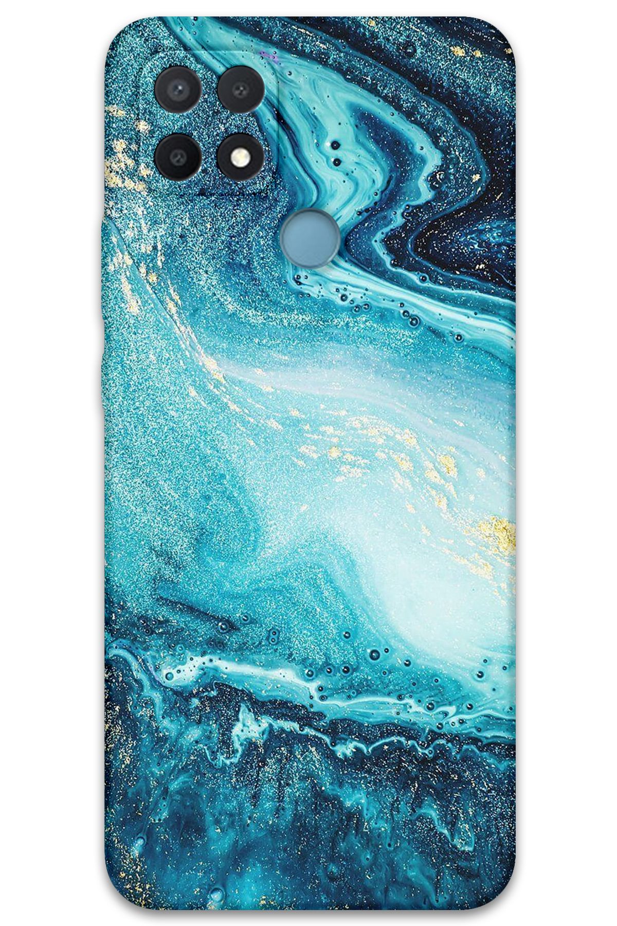 Gramaphone Oppo A15s Uyumlu Mermer Desenli Telefon Kılıfı + Ekran Koruyucu - 5818