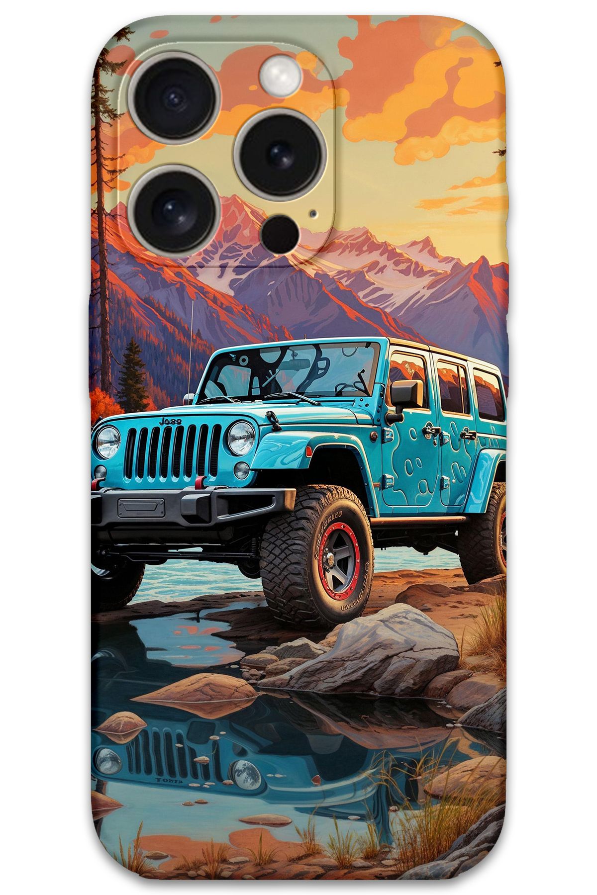 Gramaphone iPhone 15 Pro Max Uyumlu Araba Desenli Telefon Kılıfı + Ekran Koruyucu - 5758