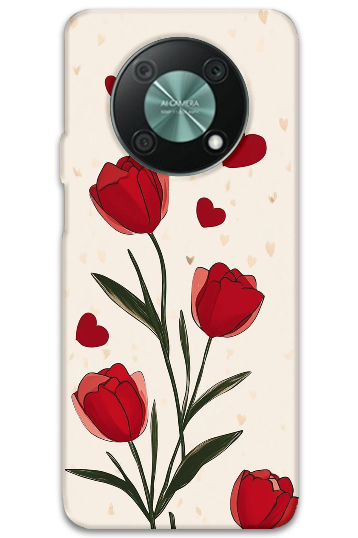 Gramaphone Huawei Nova Y90 Uyumlu Çiçek Desenli Telefon Kılıfı + Ekran Koruyucu - 5789