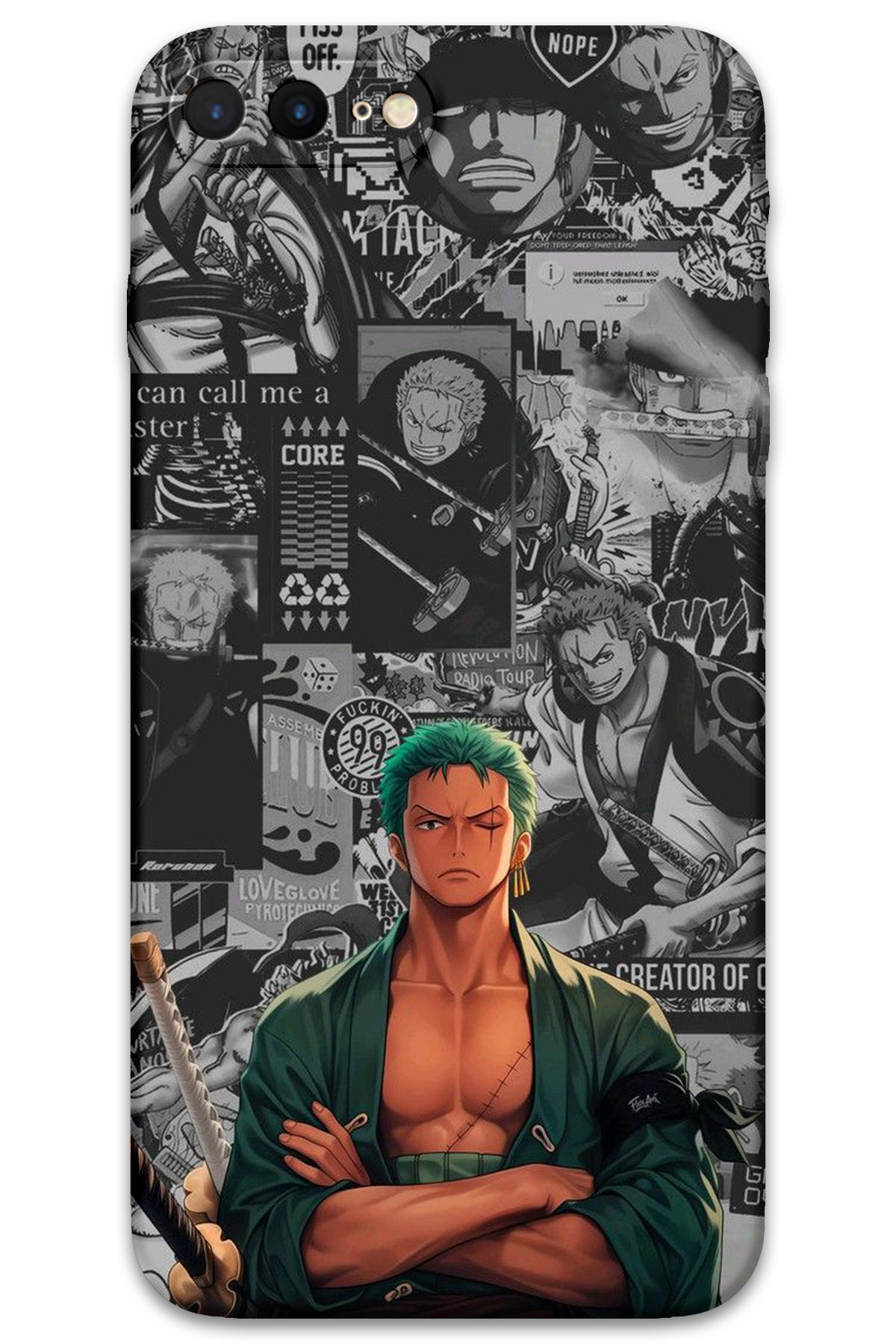 Gramaphone iPhone 8 Plus Uyumlu Anime Desenli Telefon Kılıfı + Ekran Koruyucu - 5756