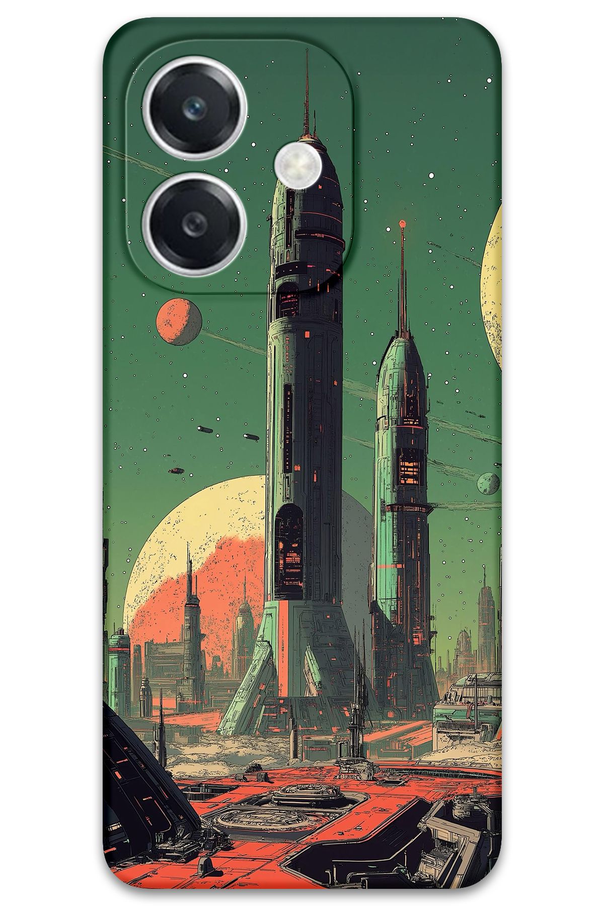 Gramaphone Oppo A3 Uyumlu Uzay Desenli Telefon Kılıfı + Ekran Koruyucu - 5870